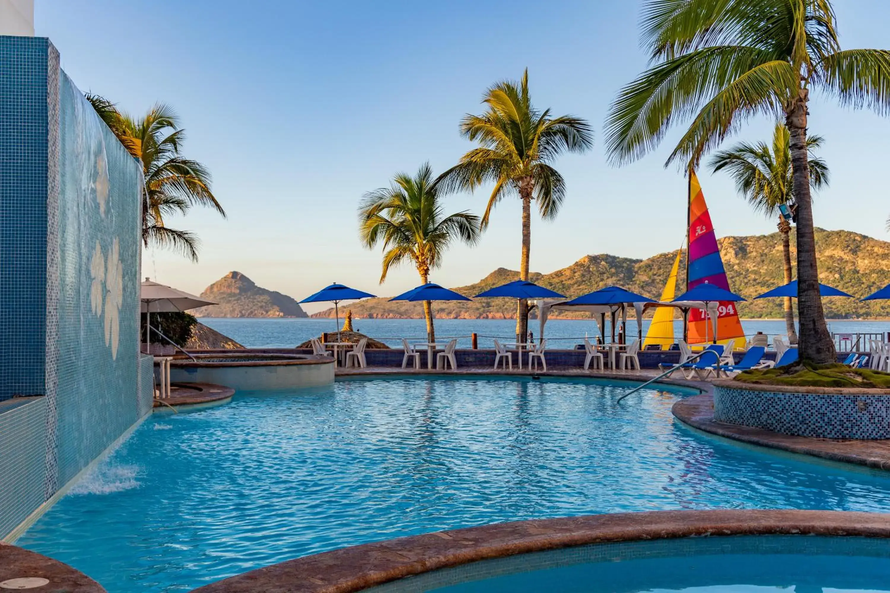 Pool view in Las Flores Beach Resort Pool view in Las Flores Beach Resort