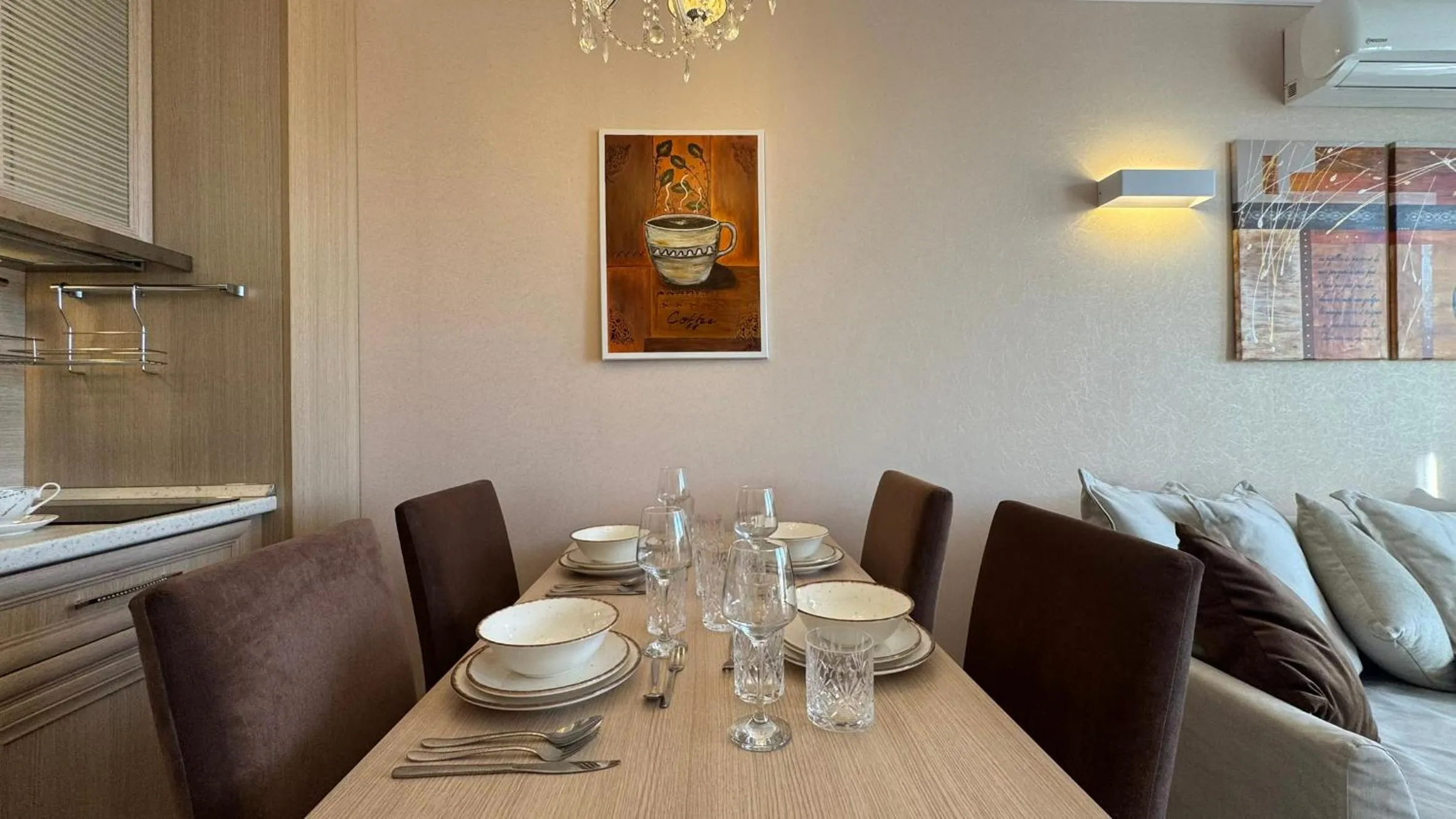 Kitchen or kitchenette in Bratanov Harmony Suites Dream Island Apartments