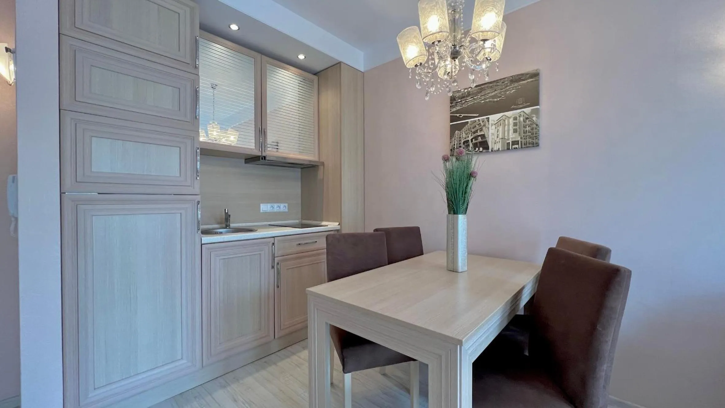 Kitchen or kitchenette in Bratanov Harmony Suites Dream Island Apartments