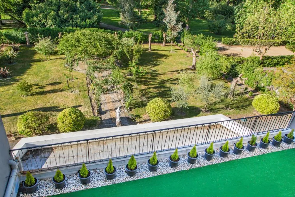 Garden view in Hostellerie de La Roseraie