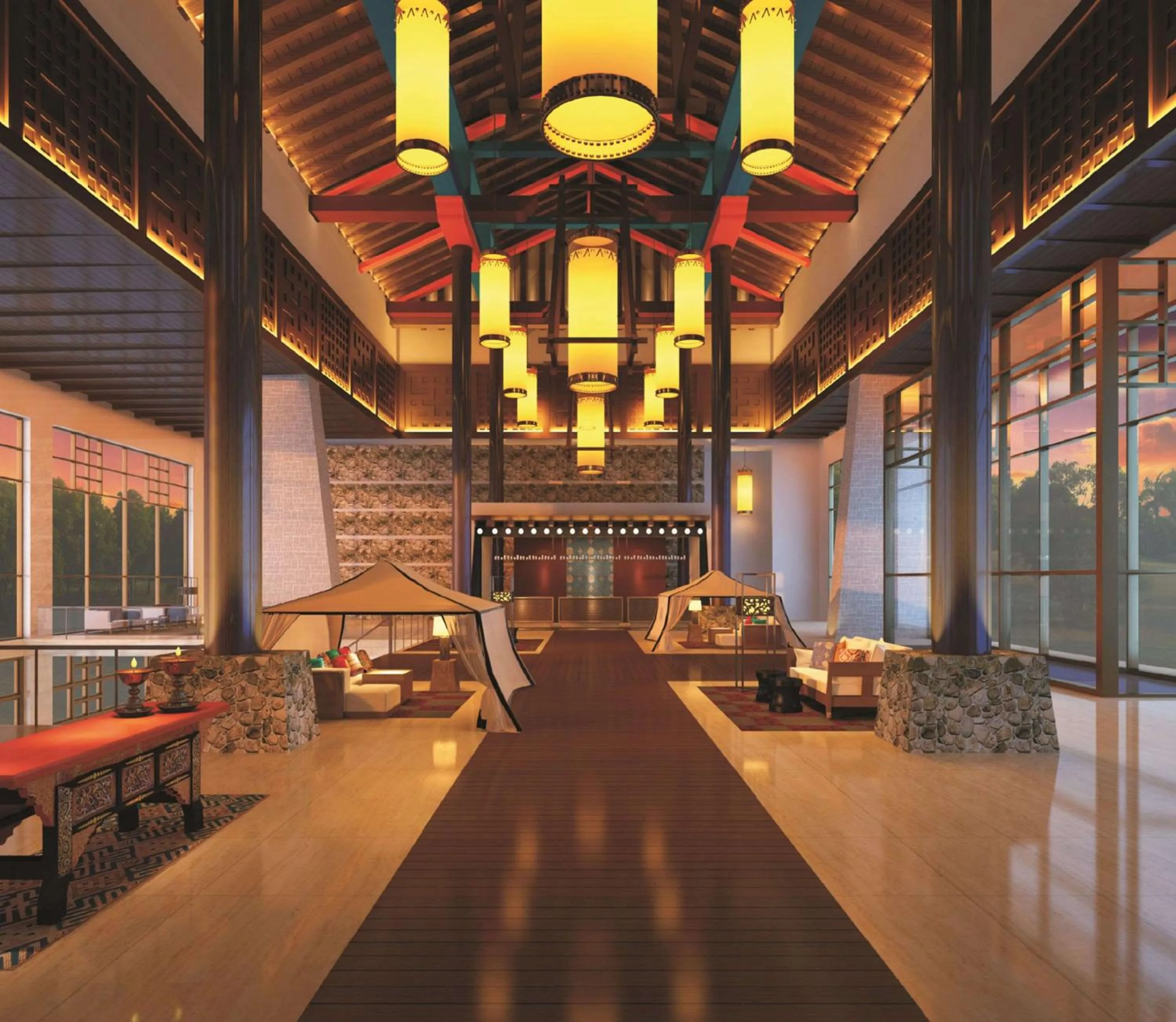 Lobby or reception in Hilton Linzhi Resort