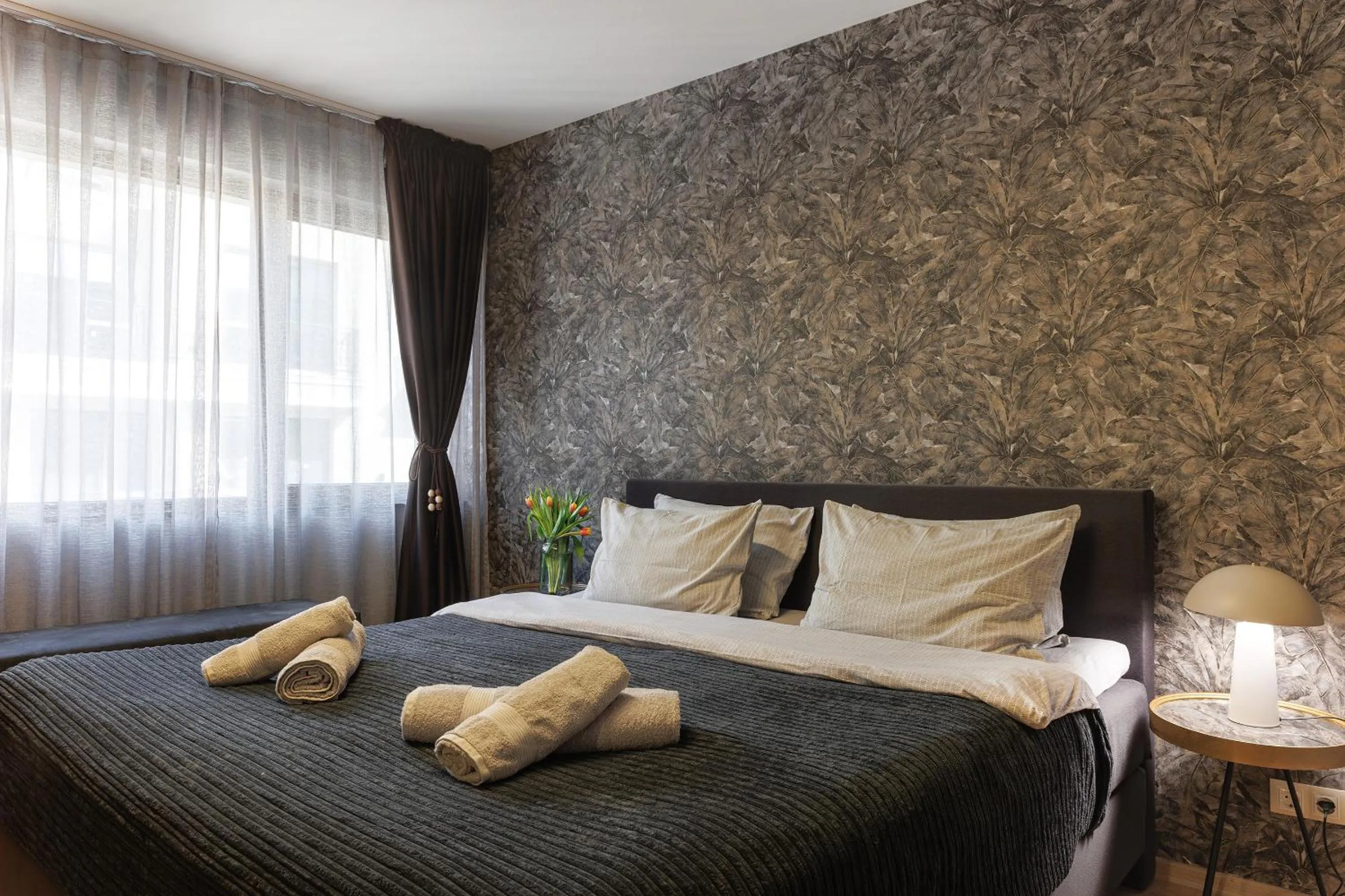Bedroom, Bed in City Center Apartments with Parking