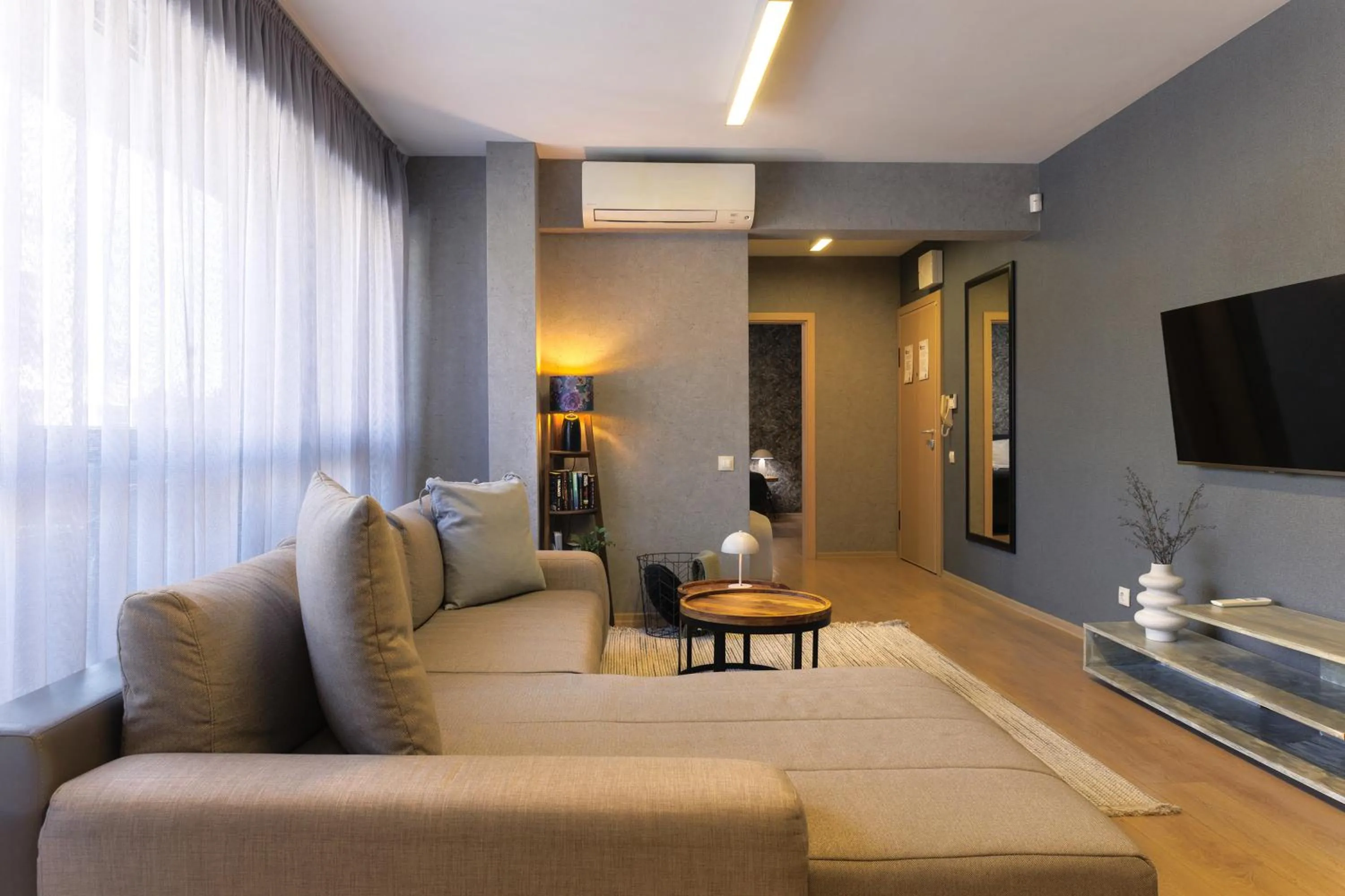 Living room in City Center Apartments with Parking