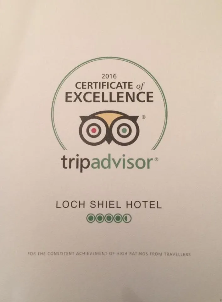 Certificate/Award in Loch Shiel Hotel