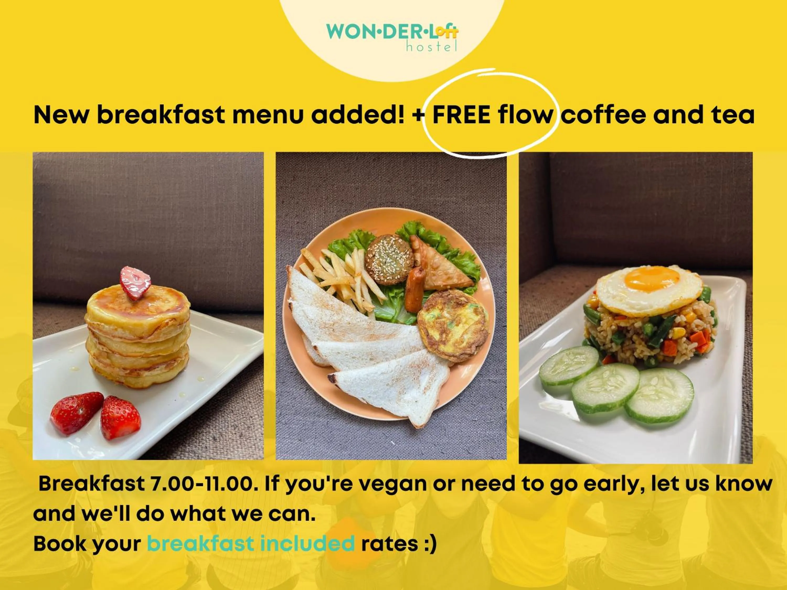 Breakfast in Wonderloft Hostel Kota Tua