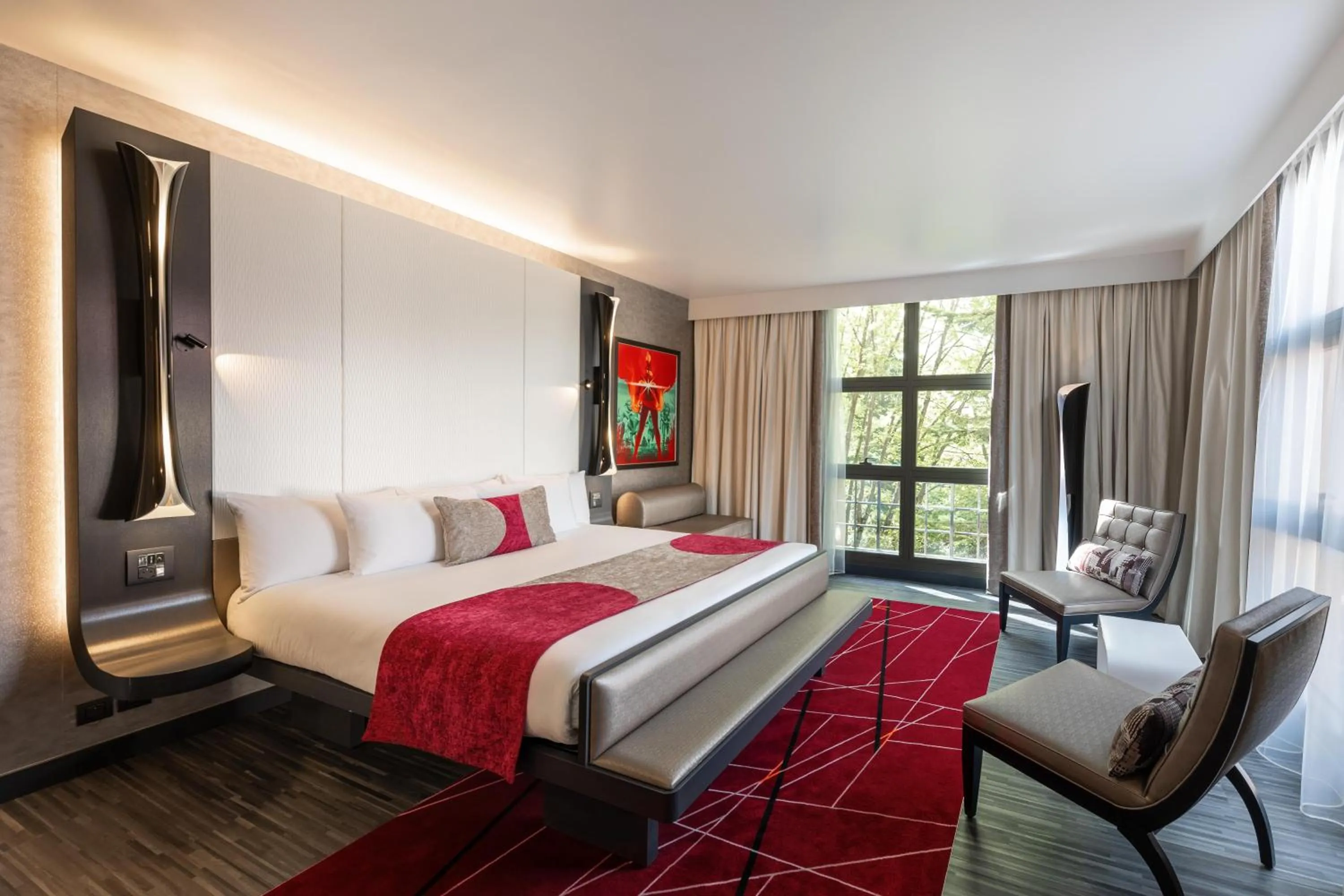 Bedroom, Bed in Disney Hotel New York - The Art of Marvel
