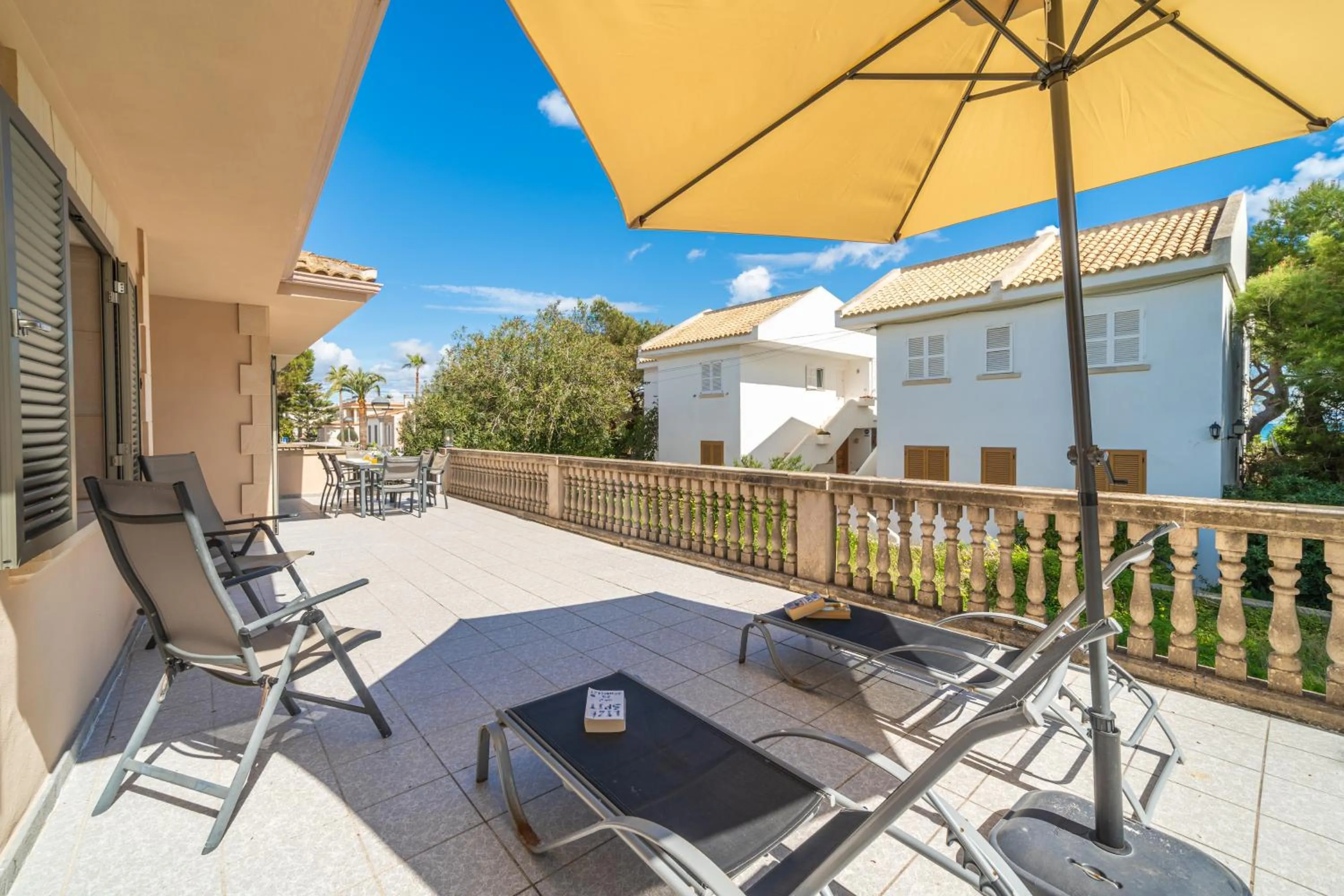 Balcony/Terrace in Villa Can Canta Natura Park House at Platja de Muro Beach