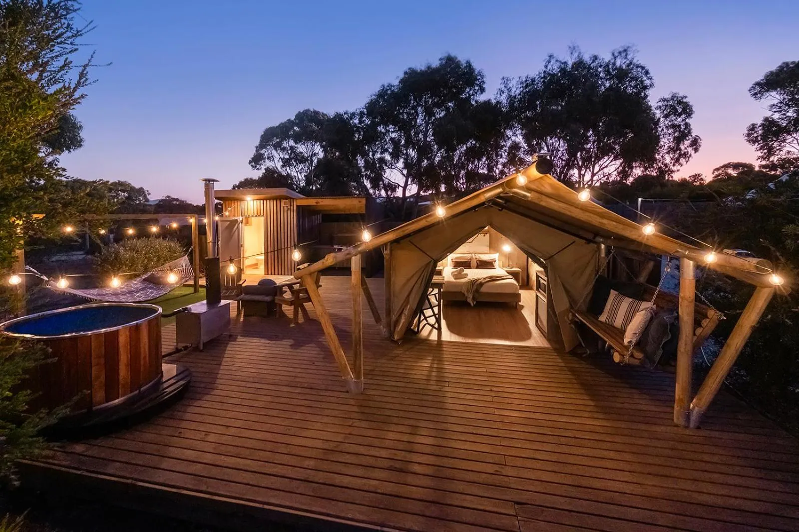 Patio in Scamander Sanctuary Holiday Park