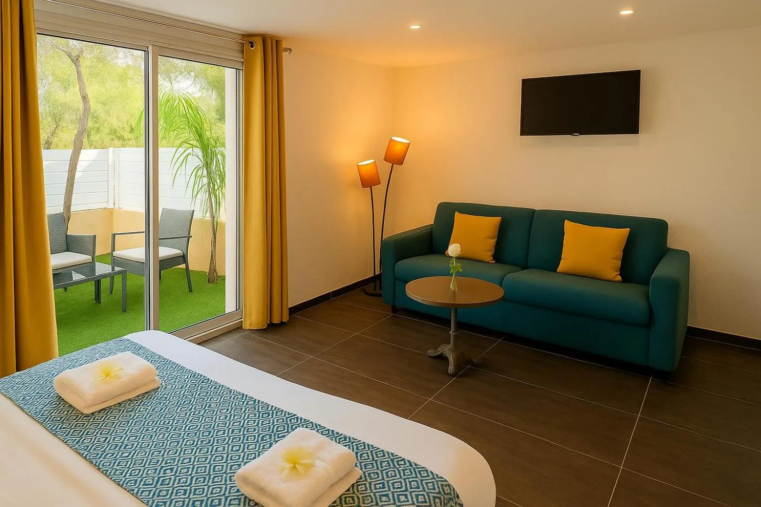 Bedroom, Bed in Hotel & Spa Gil de France Cap d'Agde