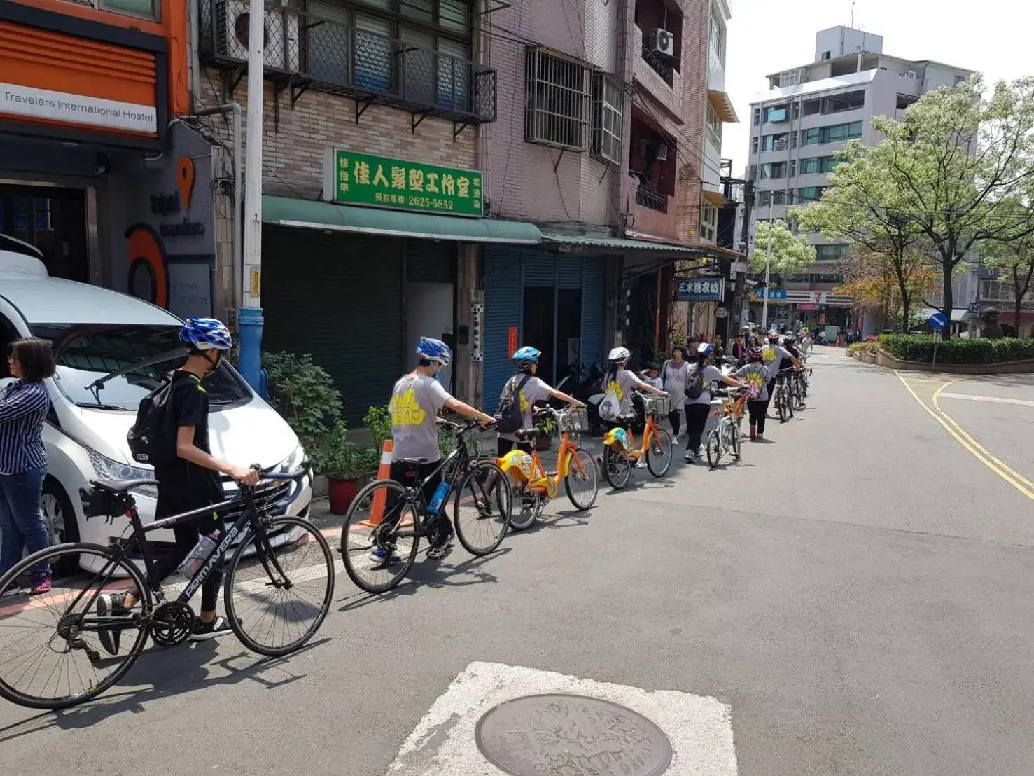 People, Biking in Taipei Travelers International Hostel