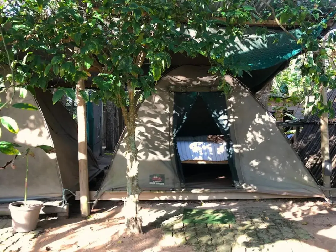 Small Double Tent with Shared Bathroom in The Riverdeck Accommodation and Backpackers Small Double Tent with Shared Bathroom in The Riverdeck Accommodation and Backpackers