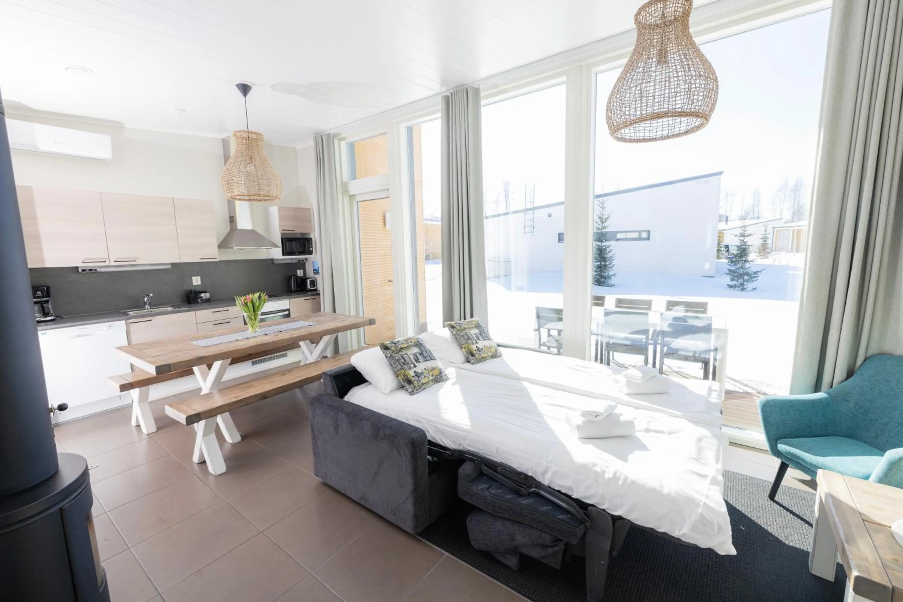 Bed in Nallikari Seaside Villas