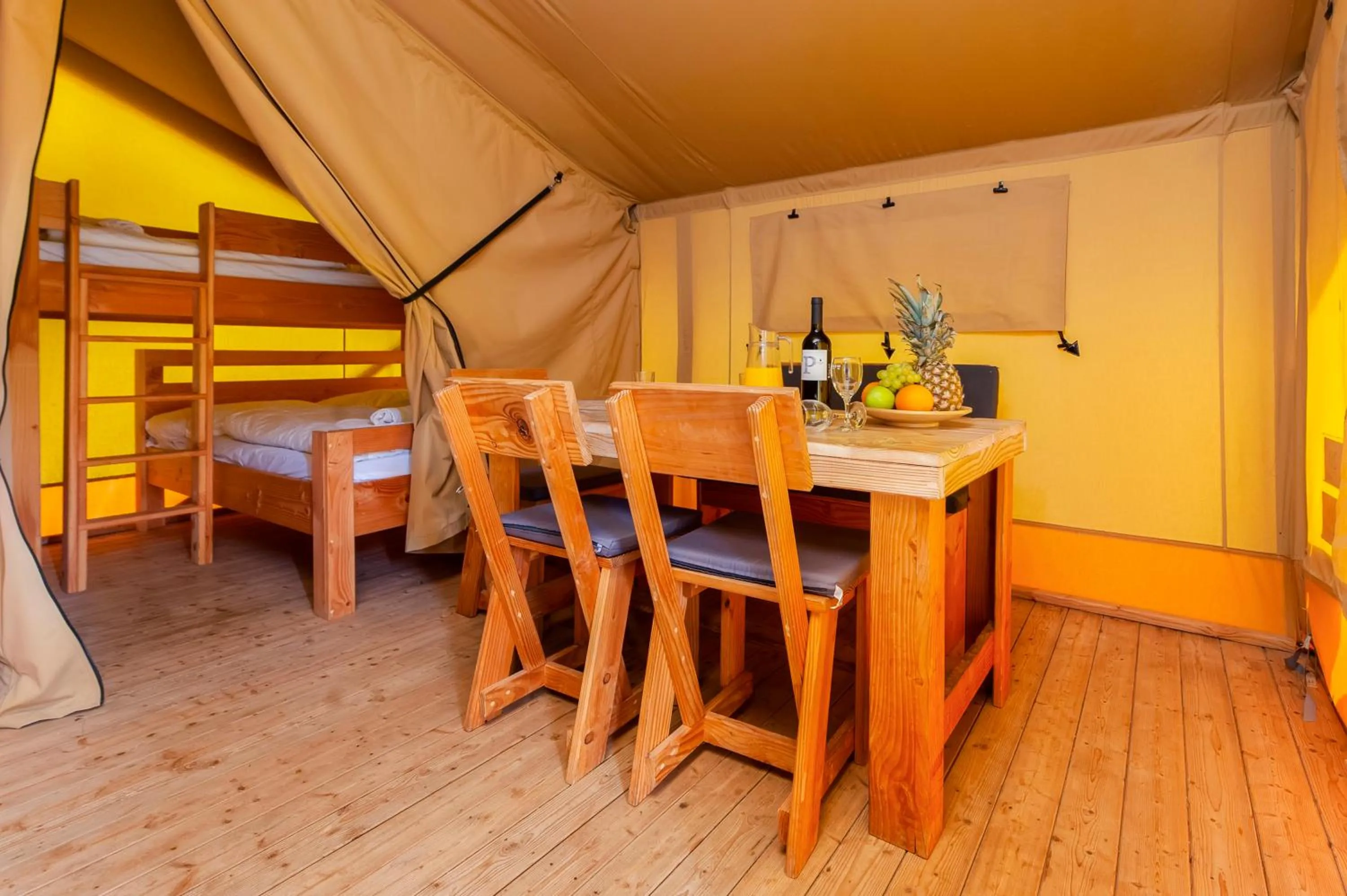 Living room, Bed in Glamping and Mobile Homes Lavanda - Holiday Centre Bi VIllage