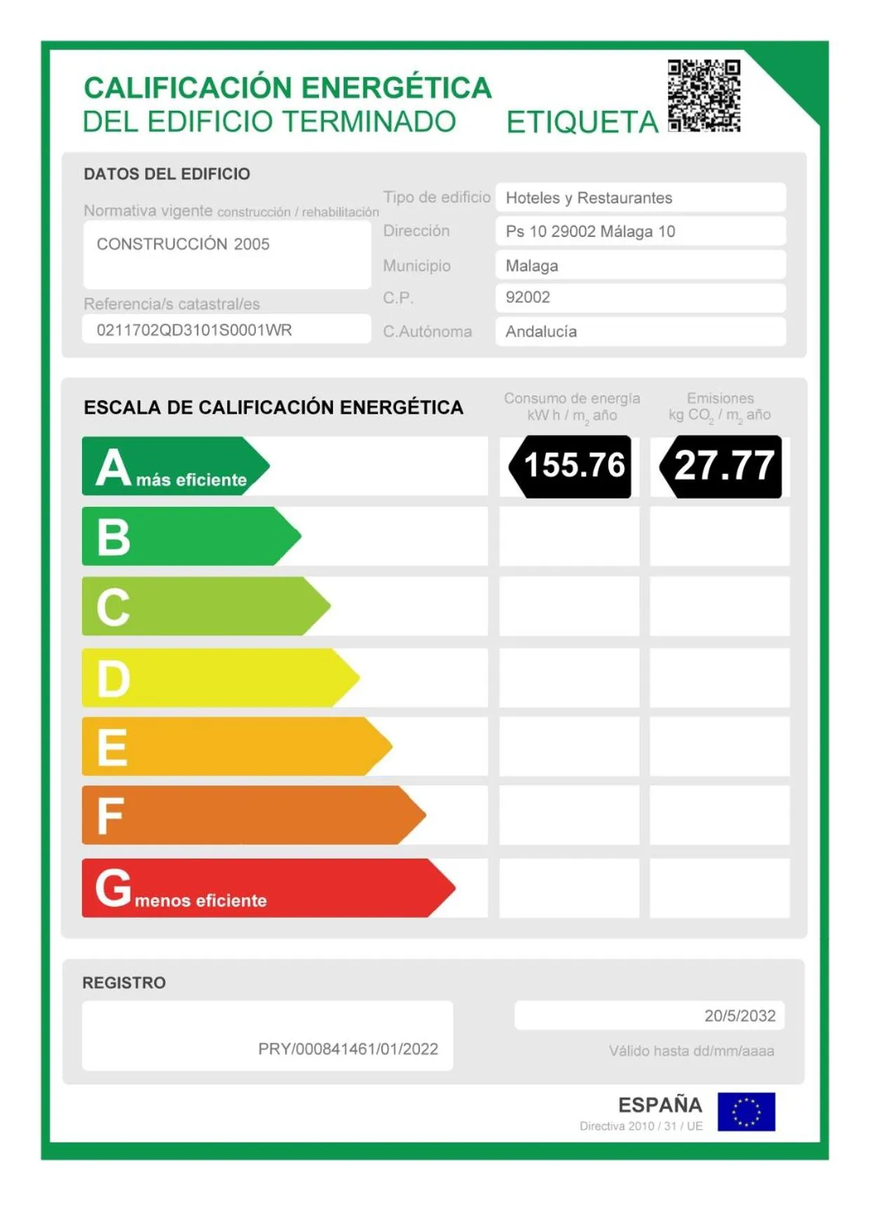 Certificate/Award in Ilunion Málaga