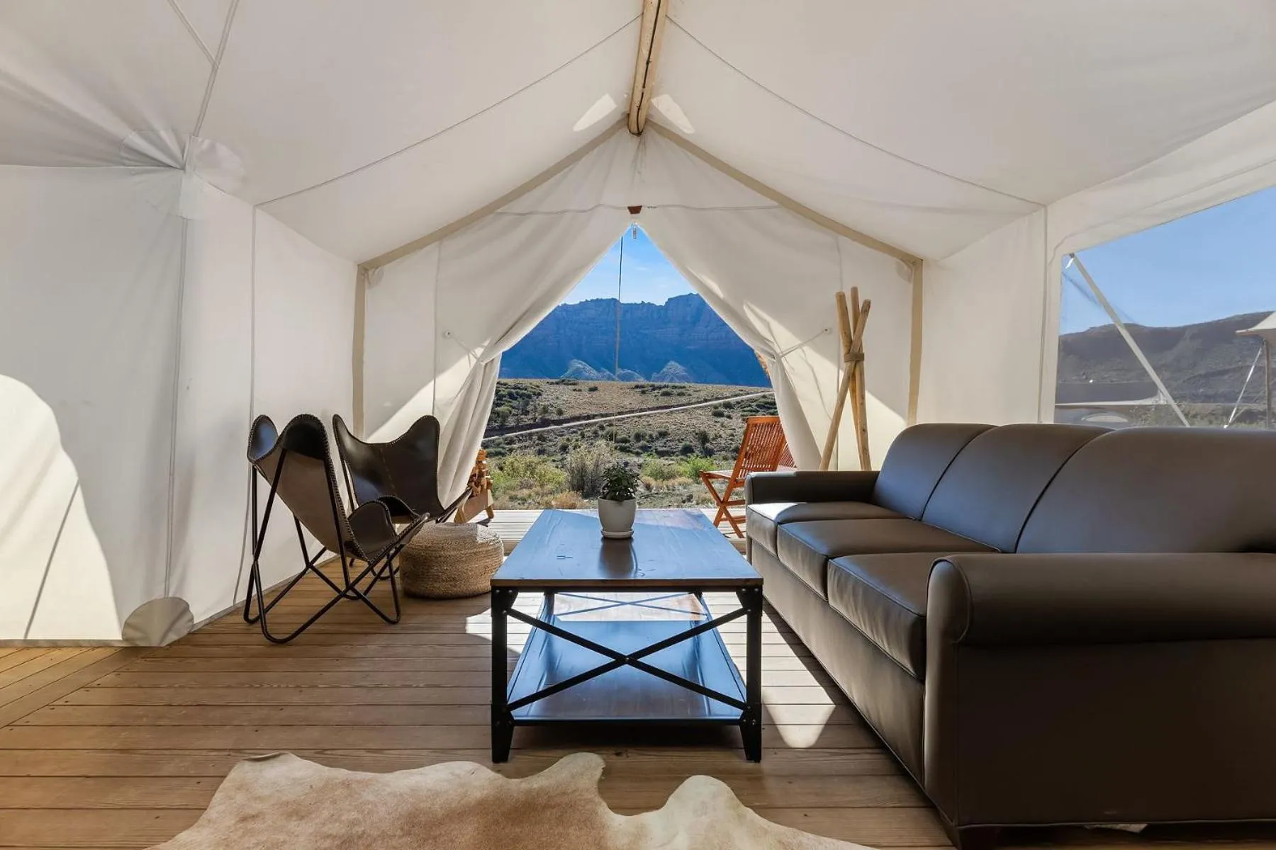 Seating area in Under Canvas Zion