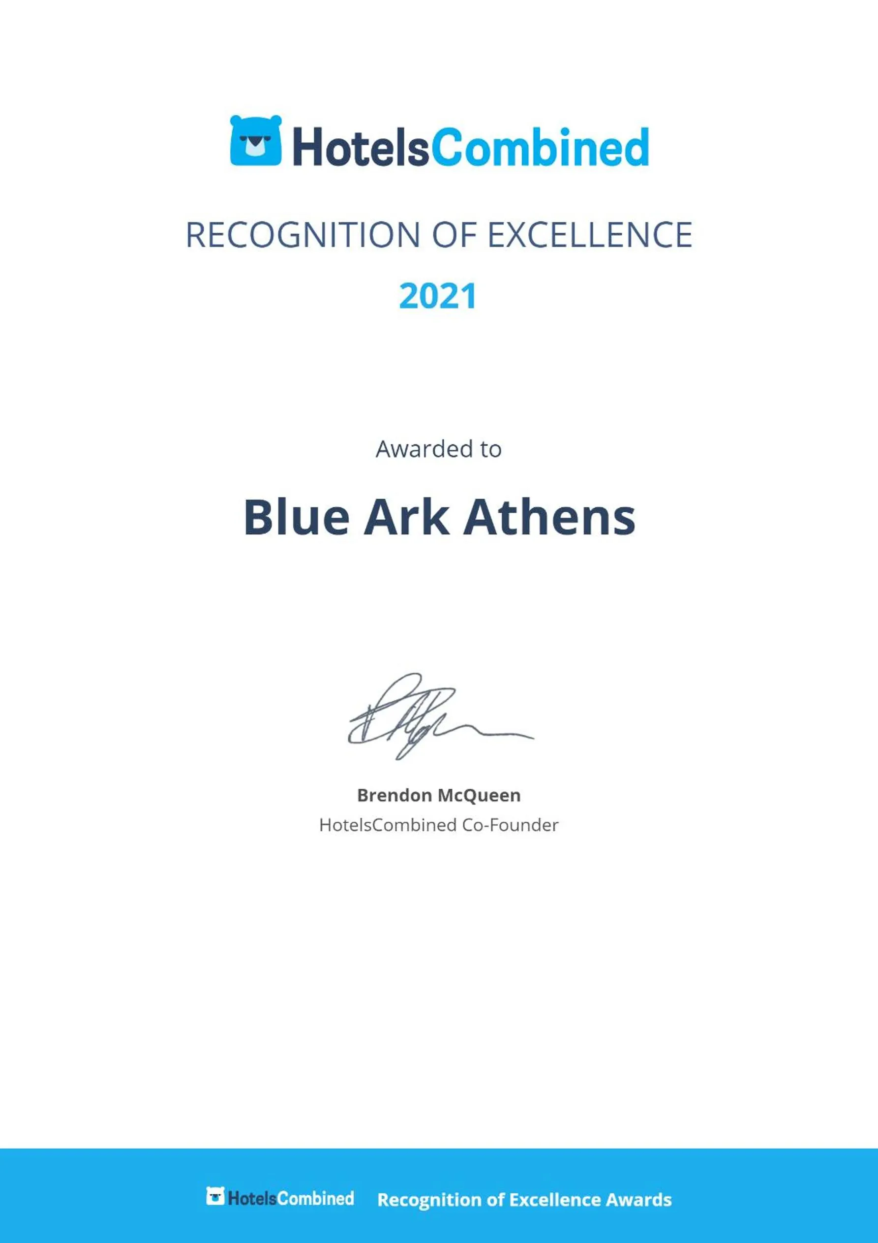 Certificate/Award in Blue Ark Athenian Nest