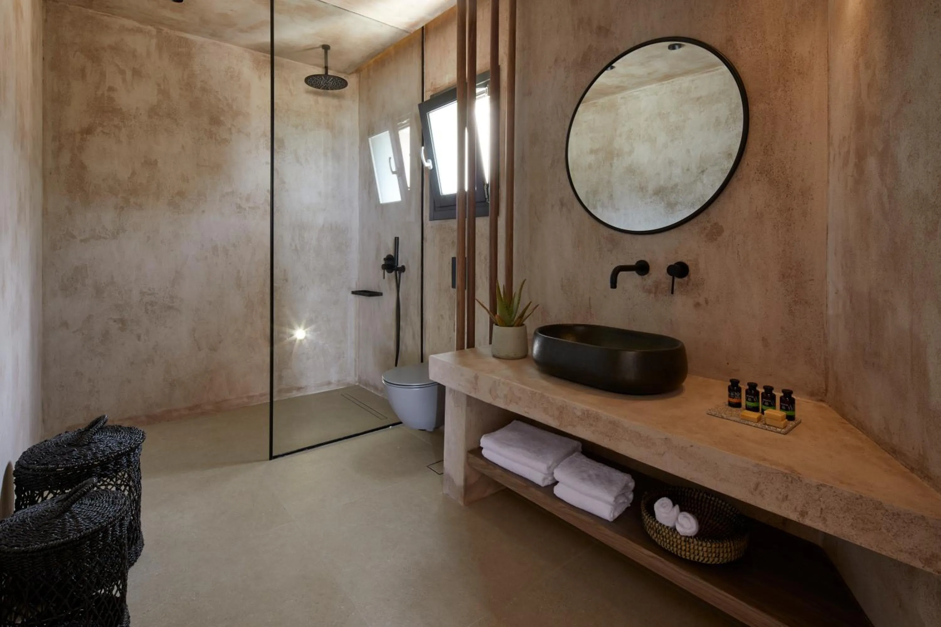 Shower in North Santorini - A Luxury Spa Hotel