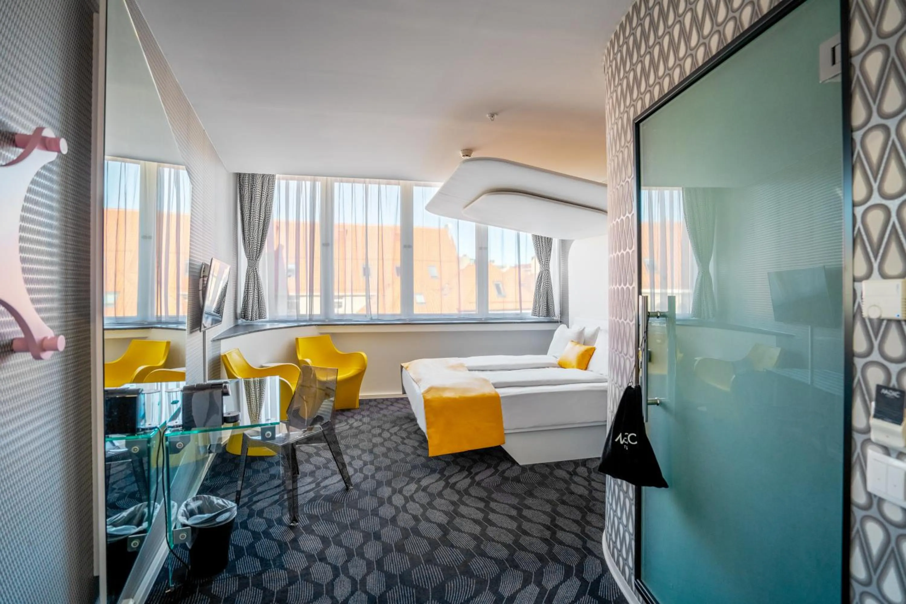 View (from property/room), Bed in Magic Hotel Bergen City Center, a member of Radisson Individuals