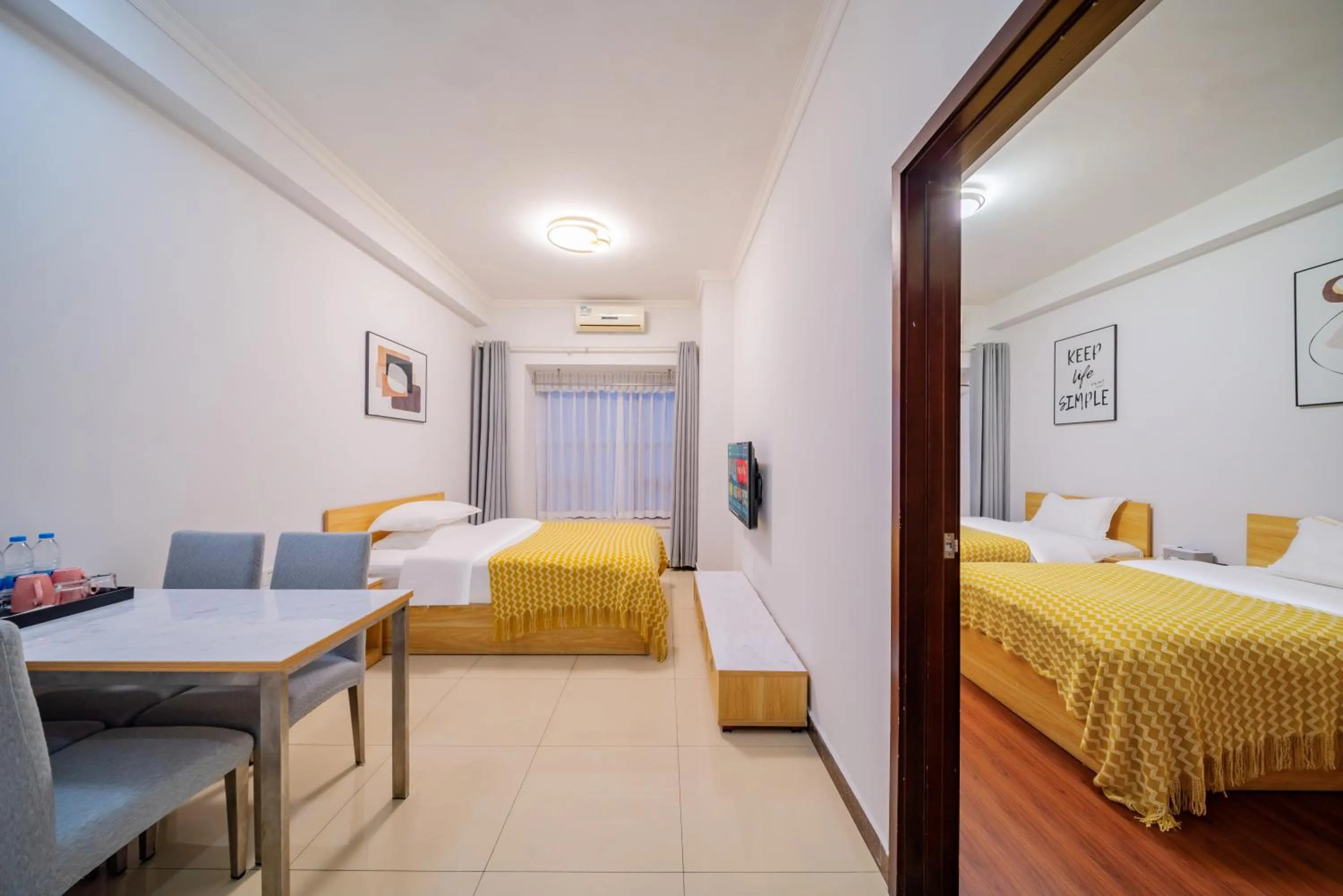 Bed in Pazhou Angda International Aparthotel Canton Fair Branch