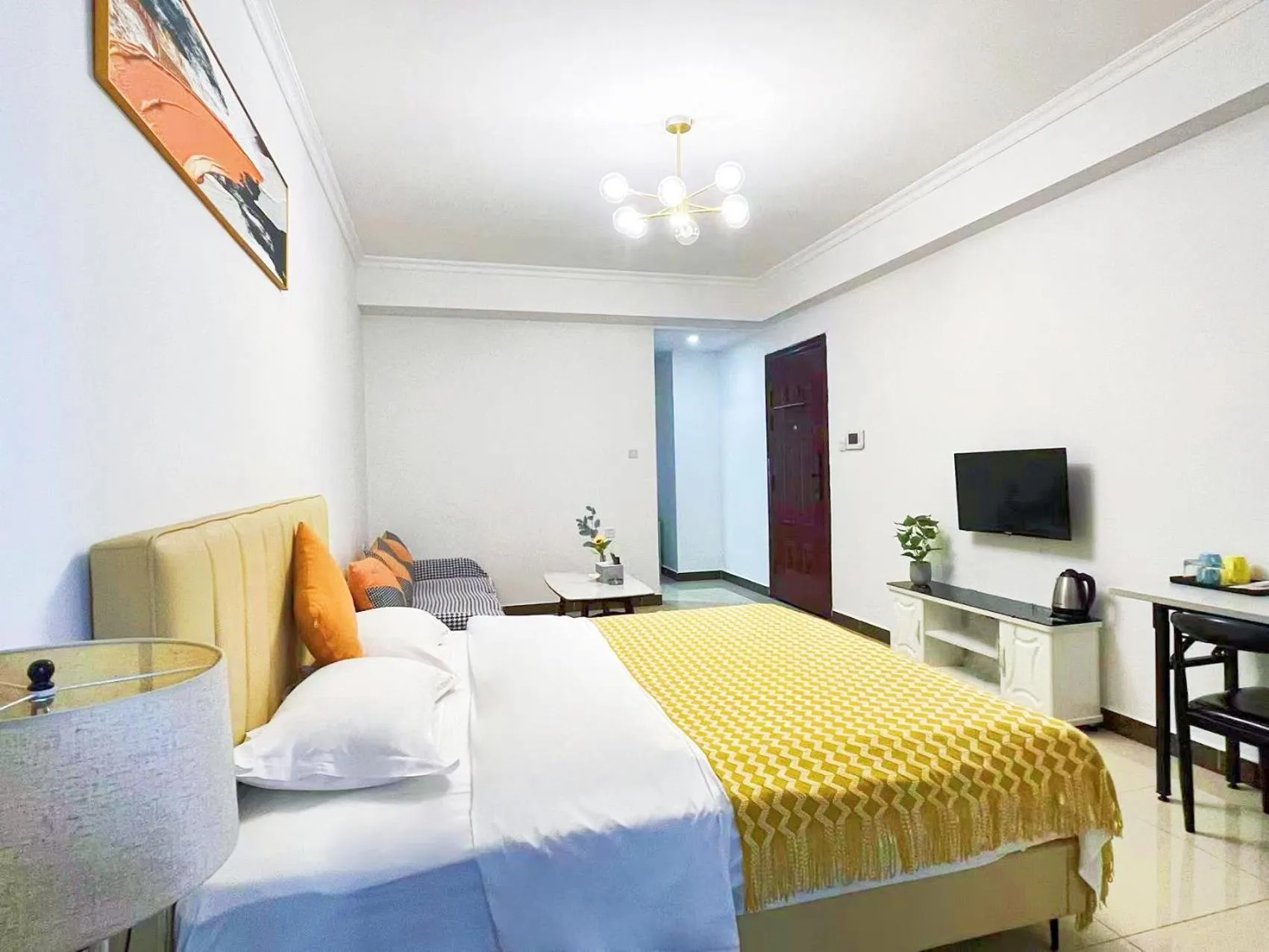 Bed in Pazhou Angda International Aparthotel Canton Fair Branch