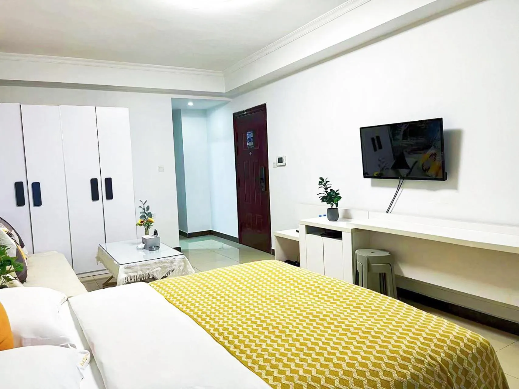 Bed in Pazhou Angda International Aparthotel Canton Fair Branch