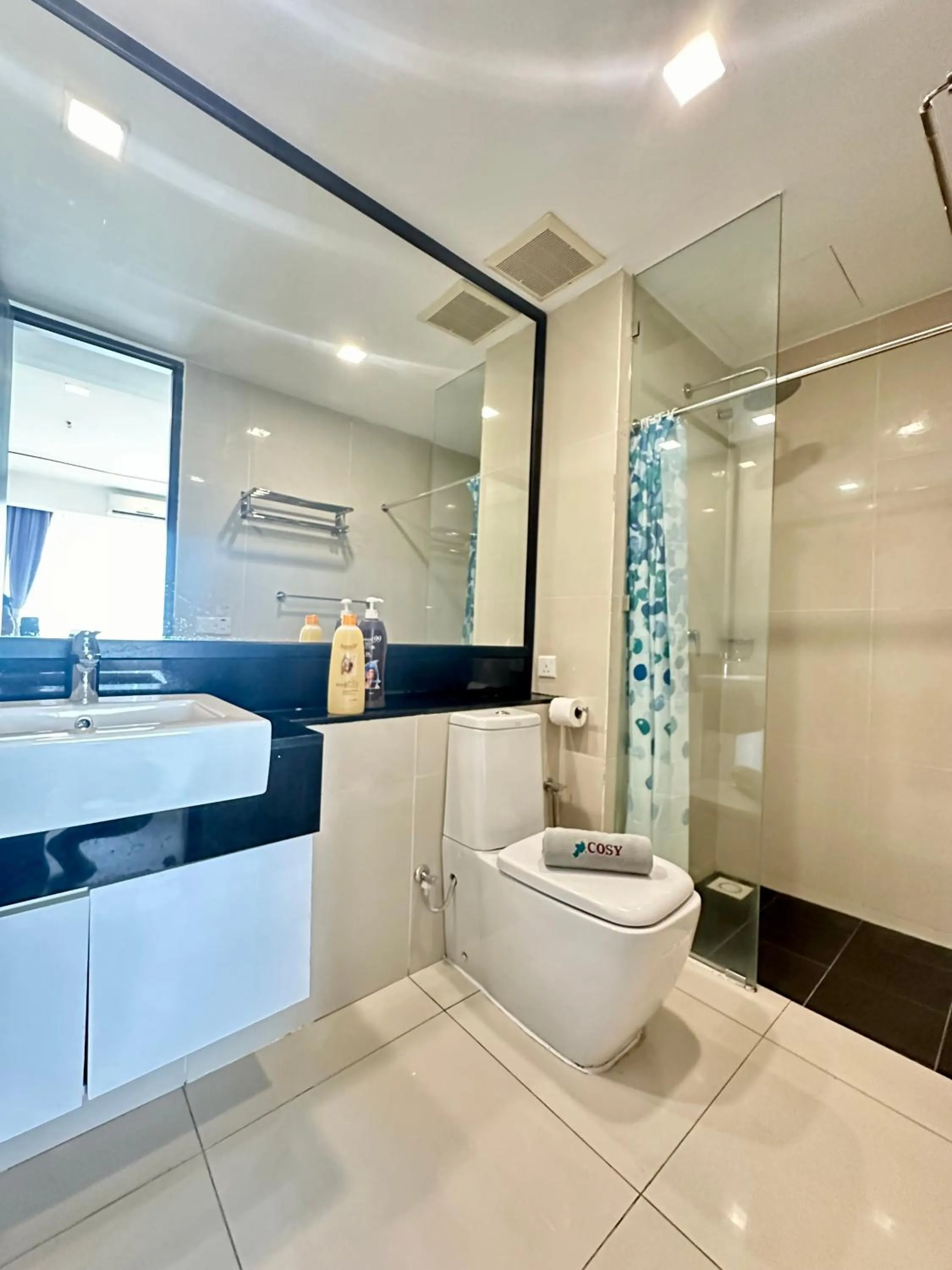 Toilet in Cozy Living Sky Apartment