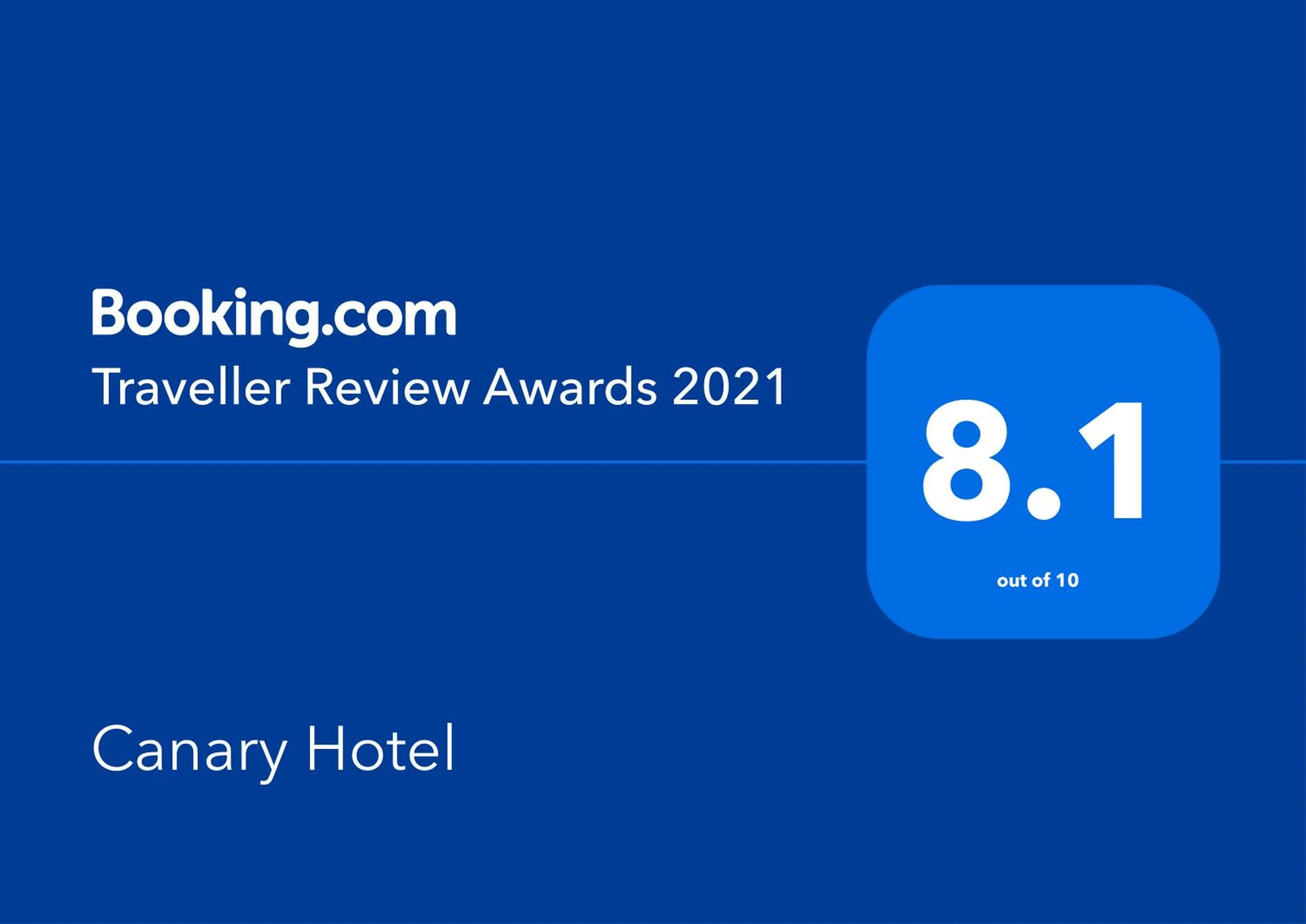 Certificate/Award in Canary Hotel