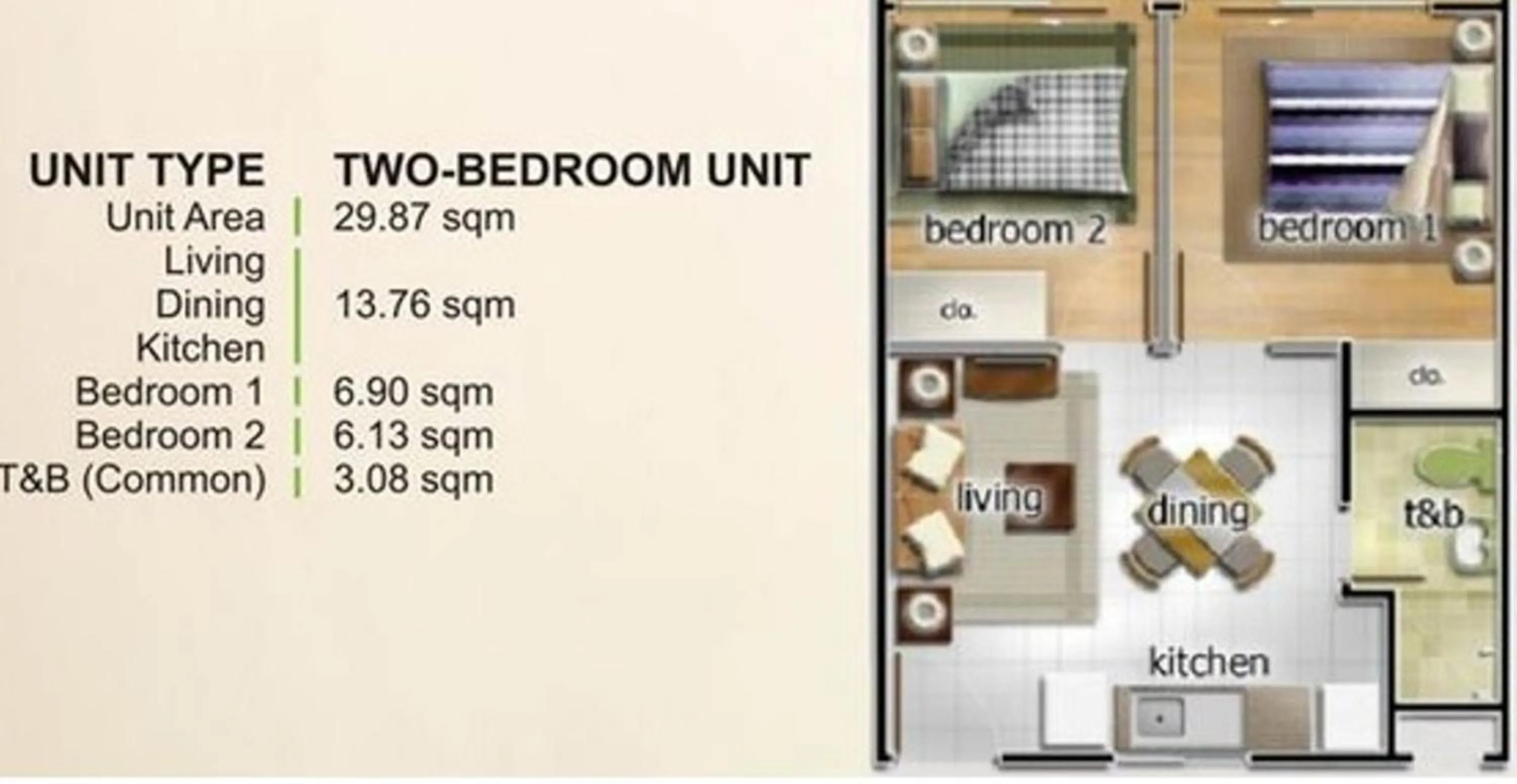 Photo of the whole room in 2 BR Sorrento Oasis