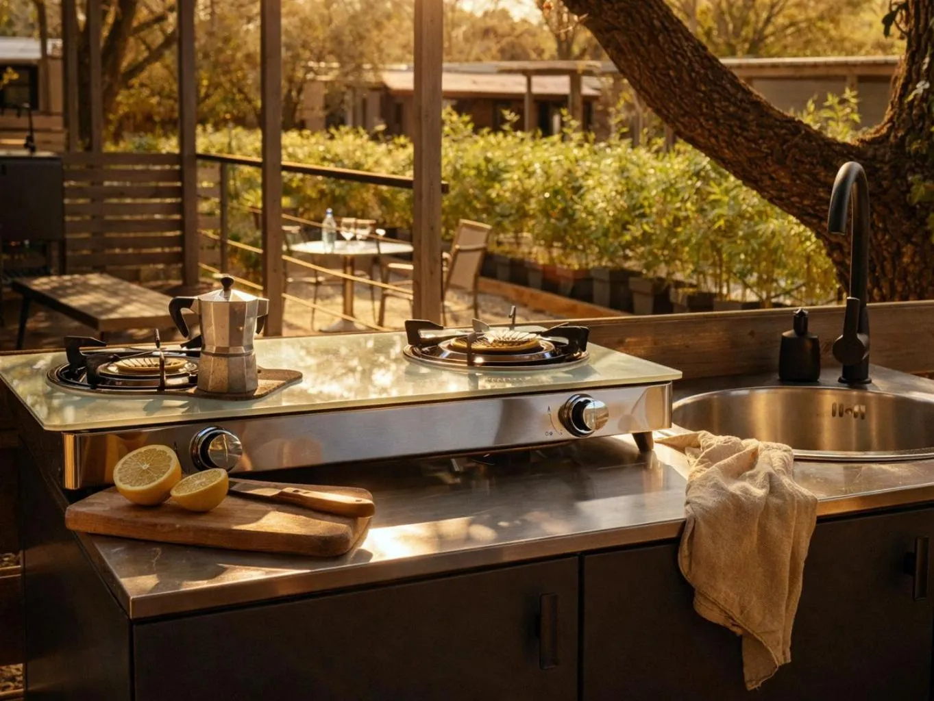 Kitchen or kitchenette in Boutique Mobile Homes UlikaRovinj