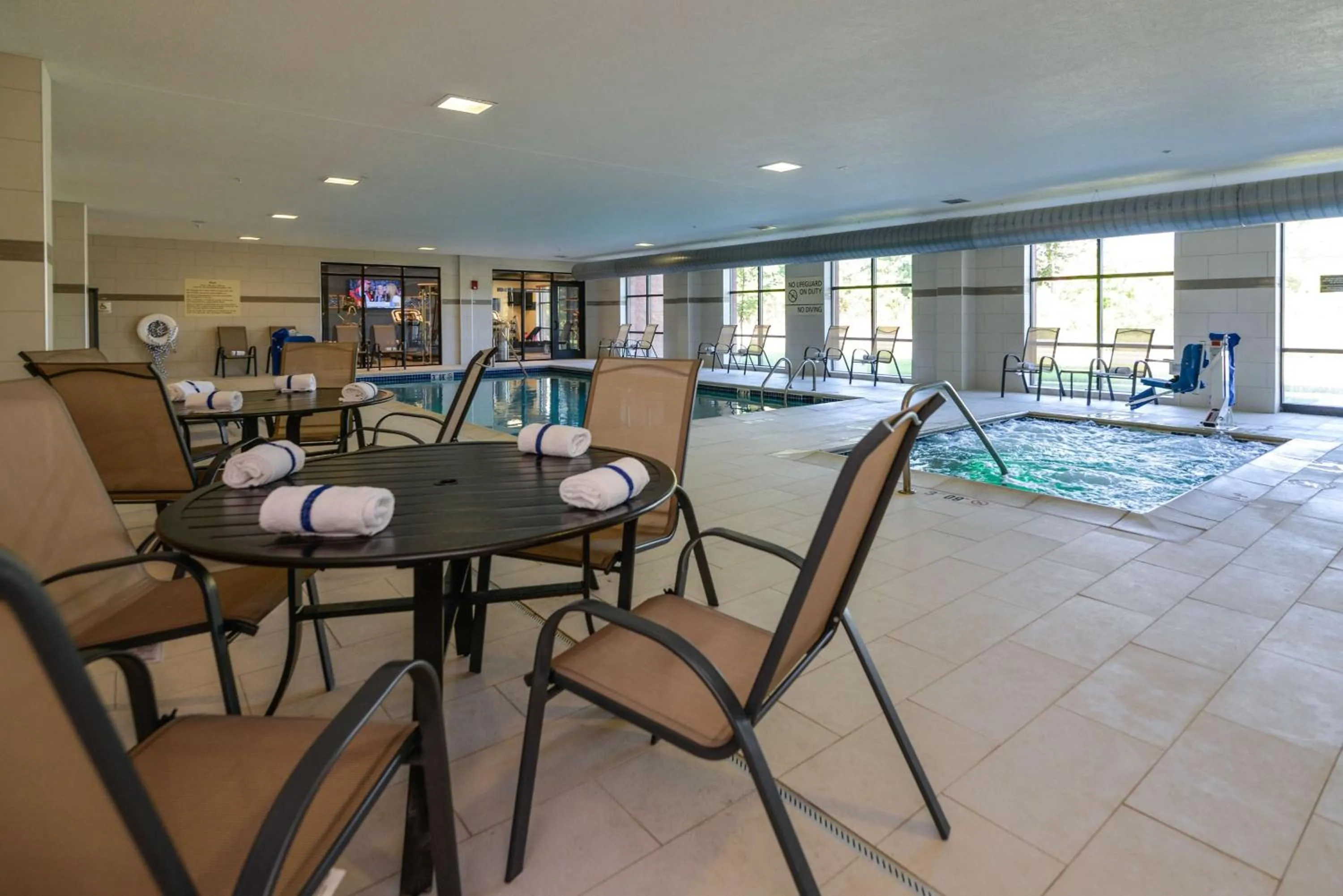 Pool view in Hampton Inn Brighton Mi