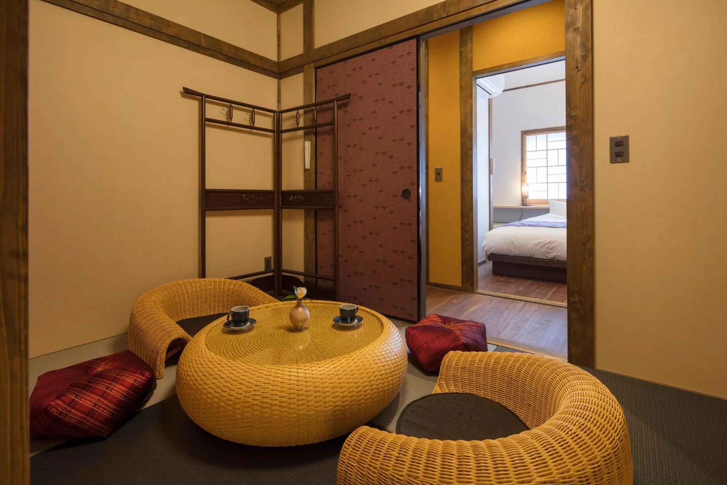 Living room, Bed in Hanagoromo Machiya House
