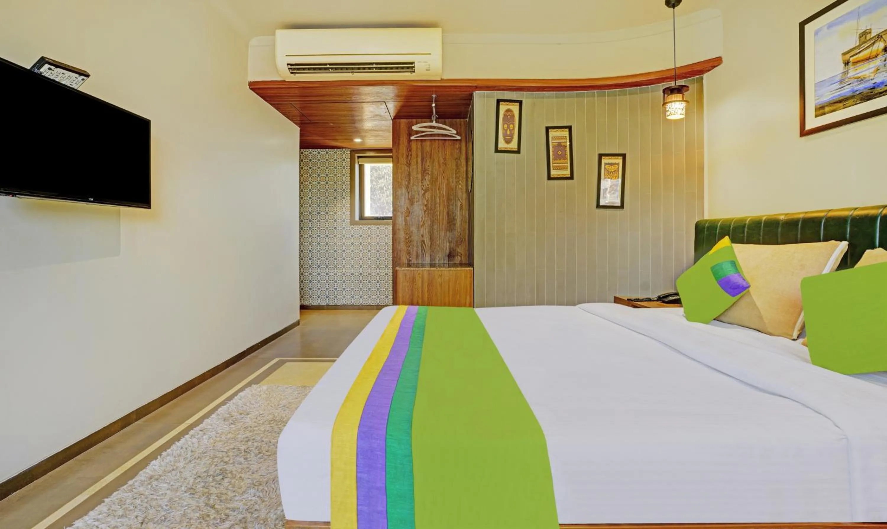 Bedroom, Bed in Treebo Olive Nest