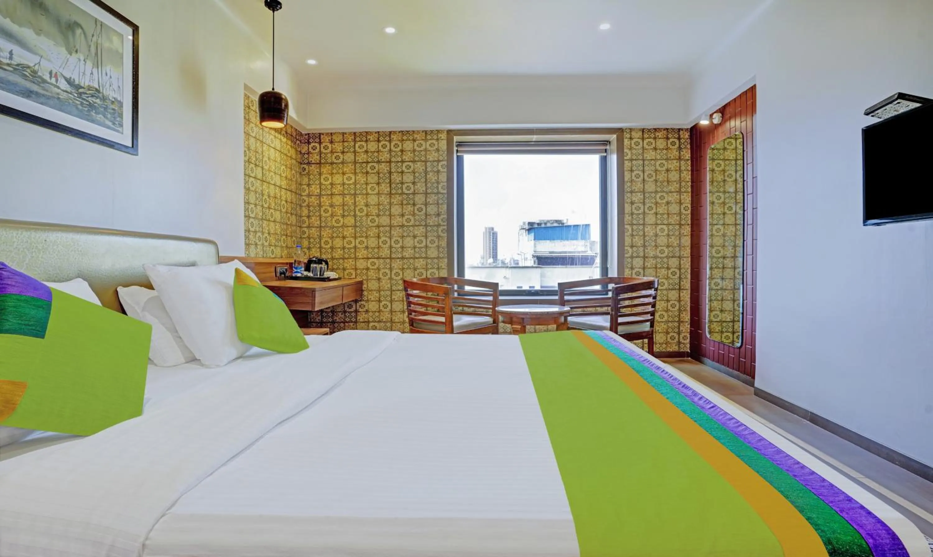 Bedroom, Bed in Treebo Olive Nest