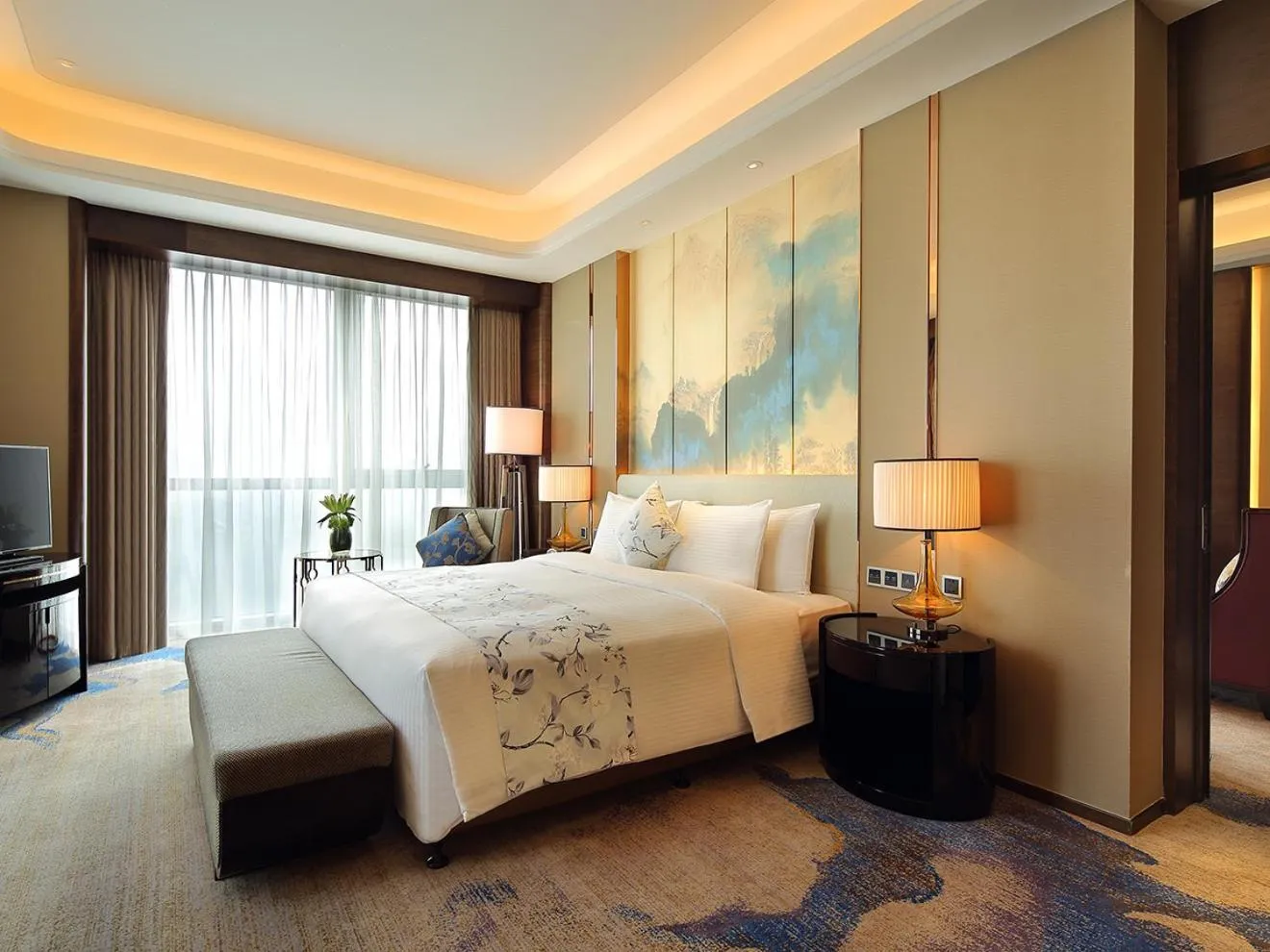 Bedroom, Bed in Wanda Realm Neijiang