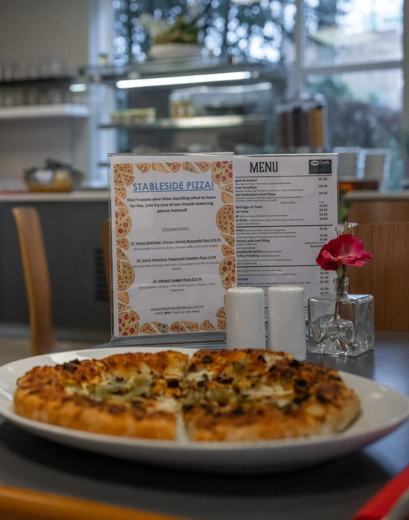 Food in Stableside Hostel at York Racecourse