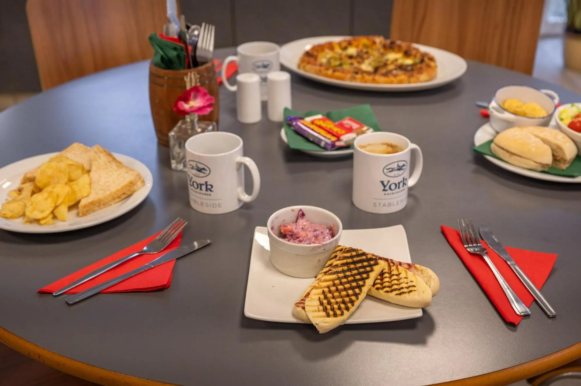 Food in Stableside Hostel at York Racecourse