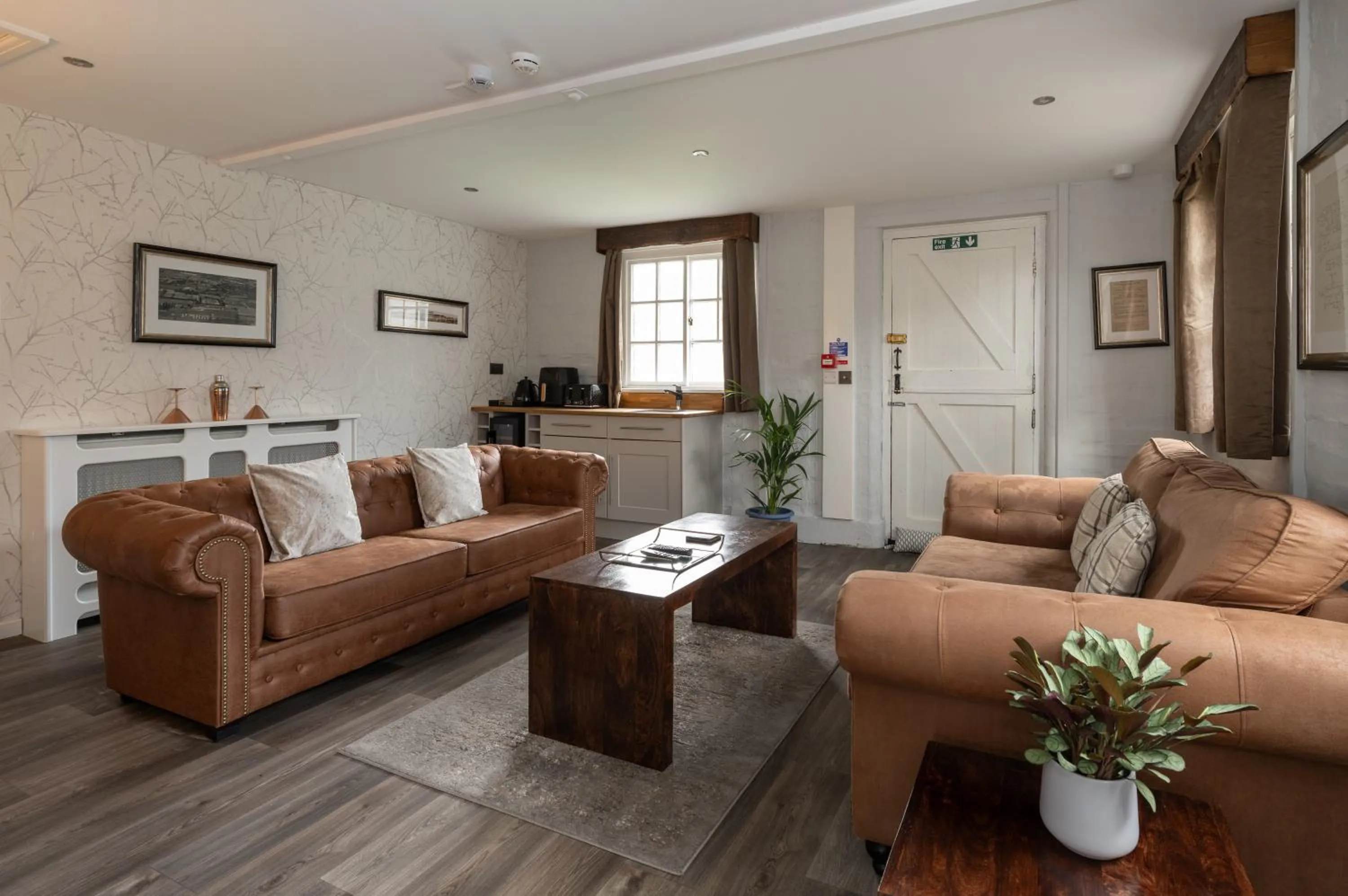 Seating area in Stableside Hostel at York Racecourse