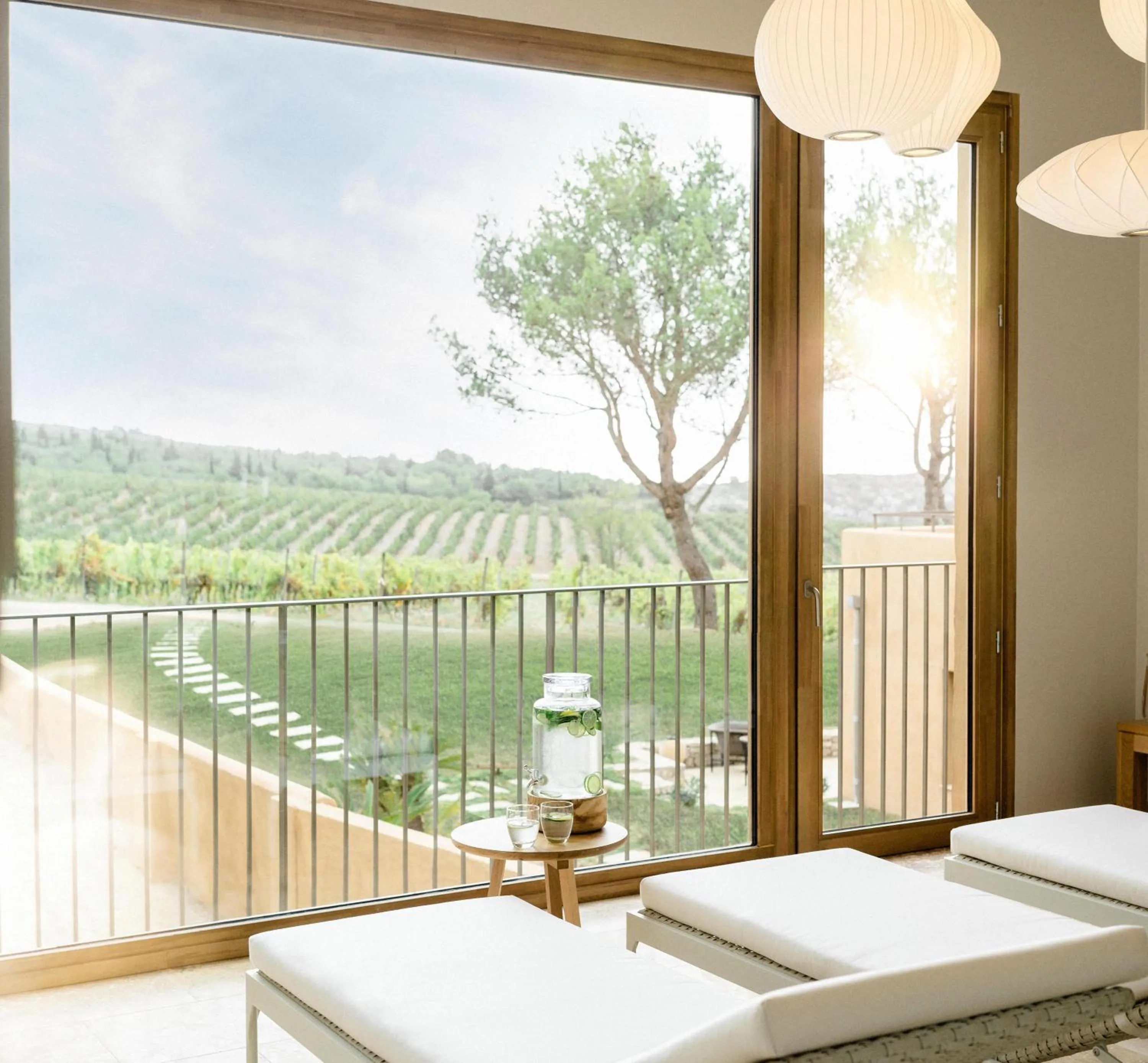 Natural landscape, Bed in Château L'Hospitalet Wine Resort Beach & Spa