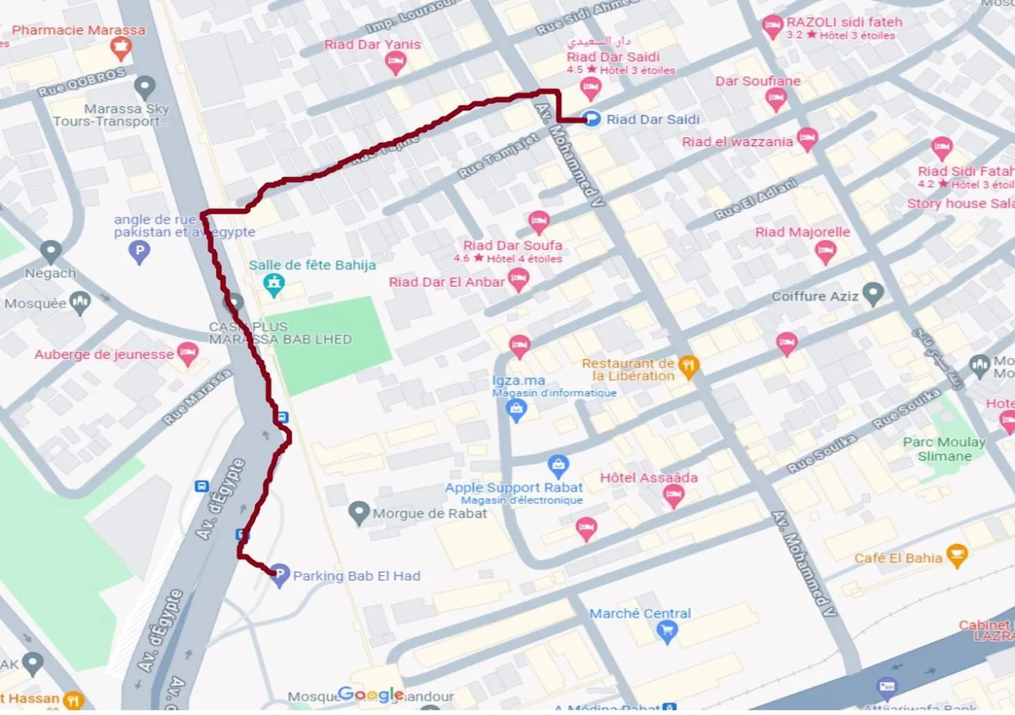 Parking in Riad Dar Saidi