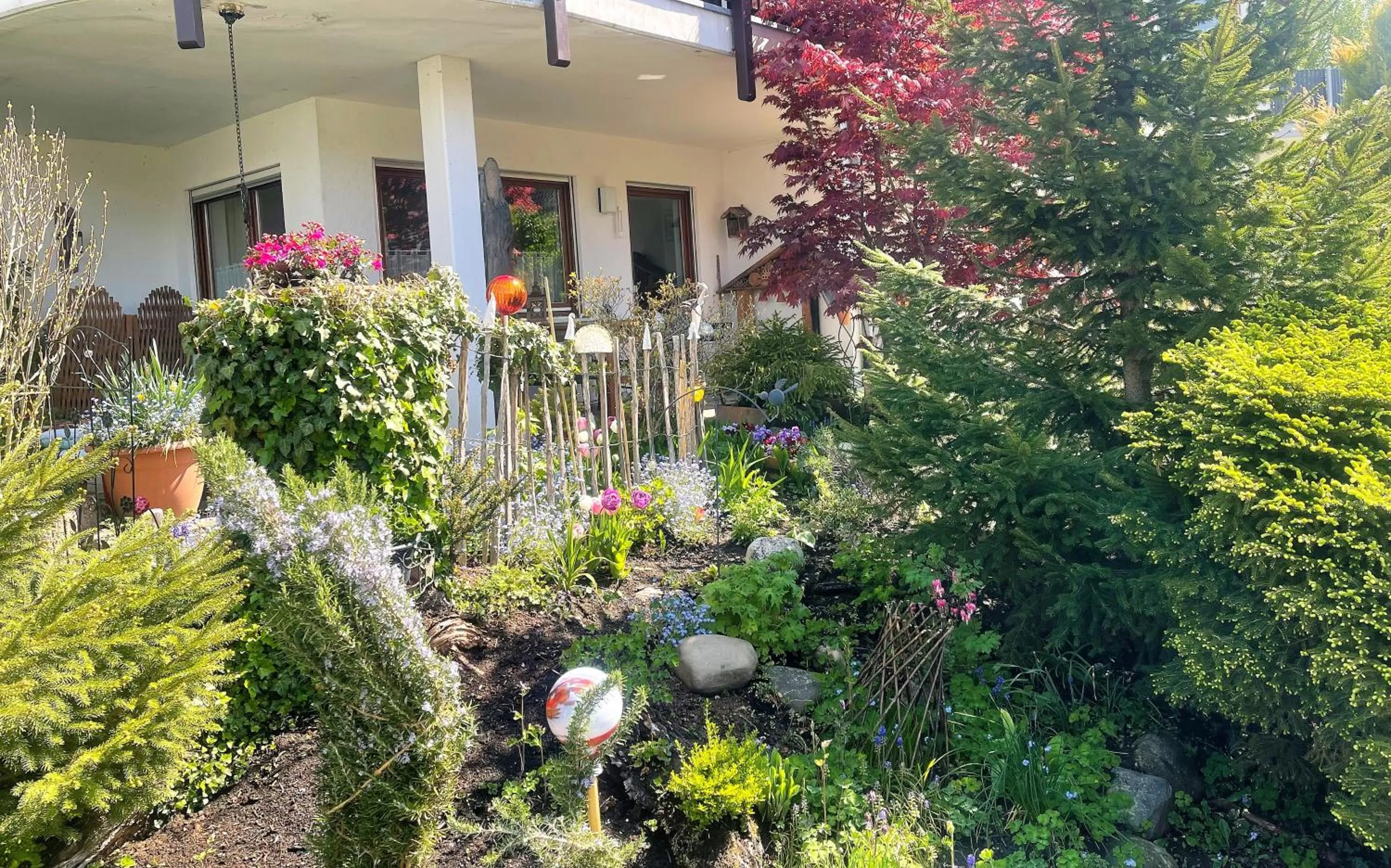 Garden view in Ferienwohnung Angelika