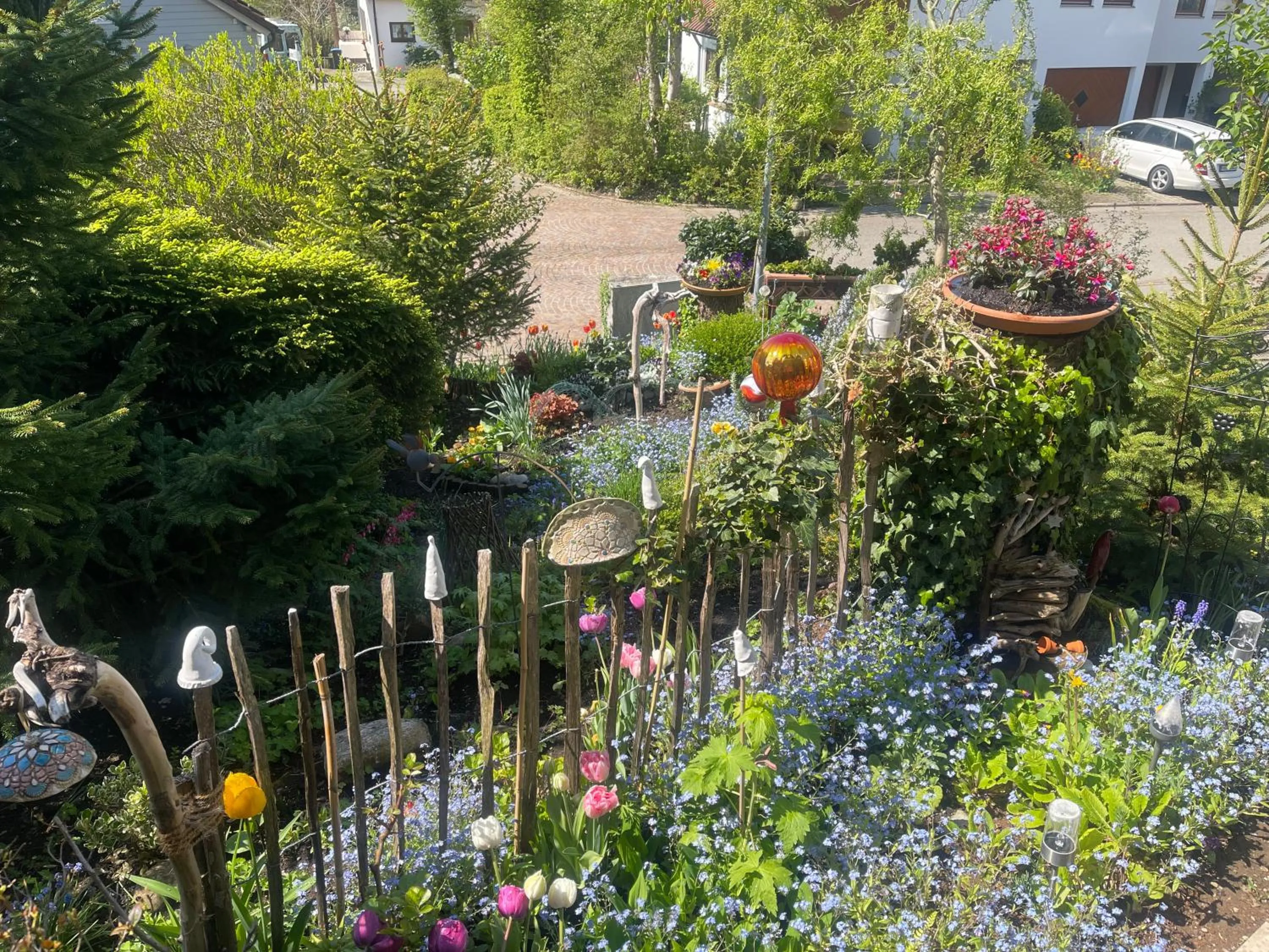 Garden view in Ferienwohnung Angelika