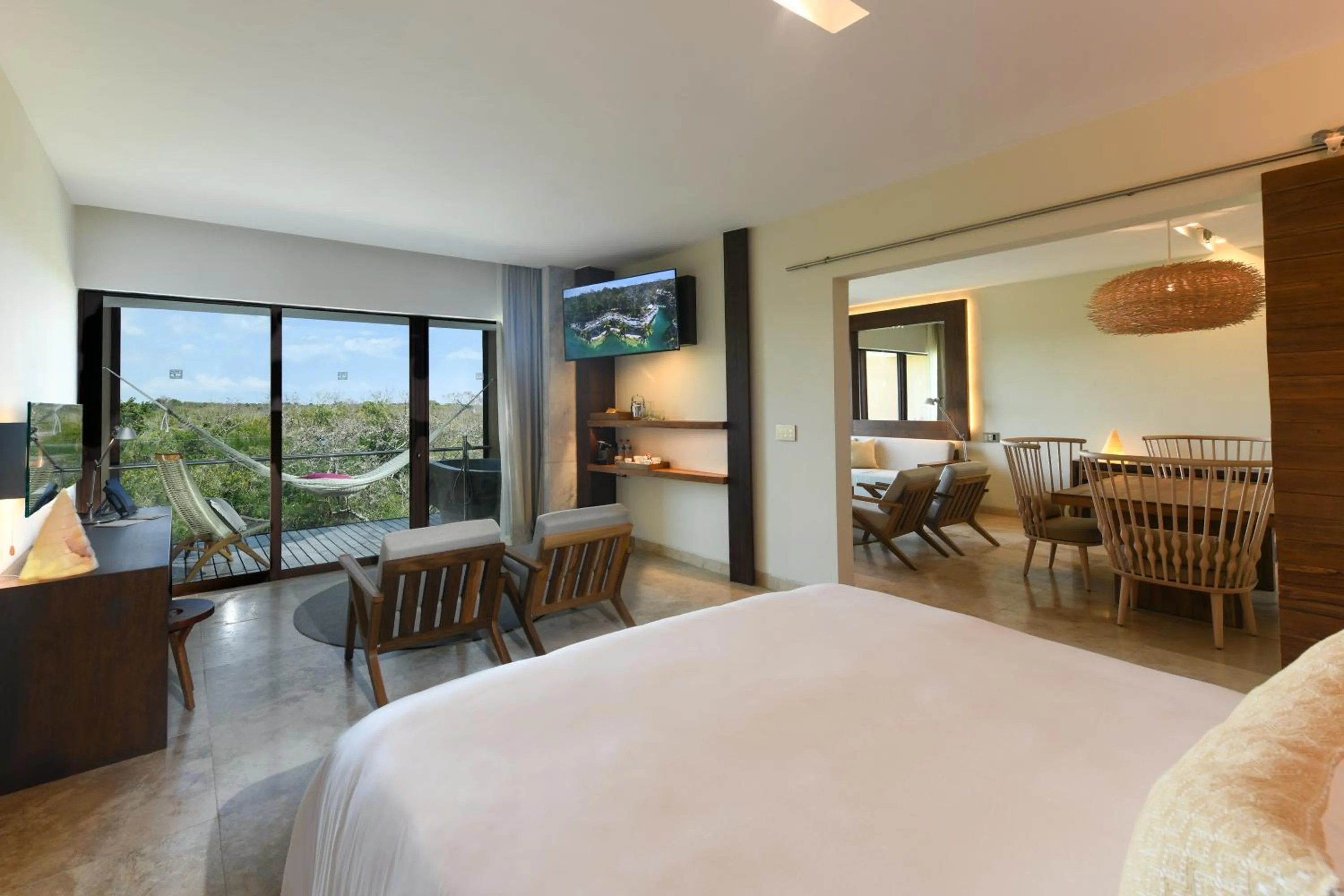 View (from property/room), Bed in Hotel Xcaret Mexico All Parks All Fun Inclusive