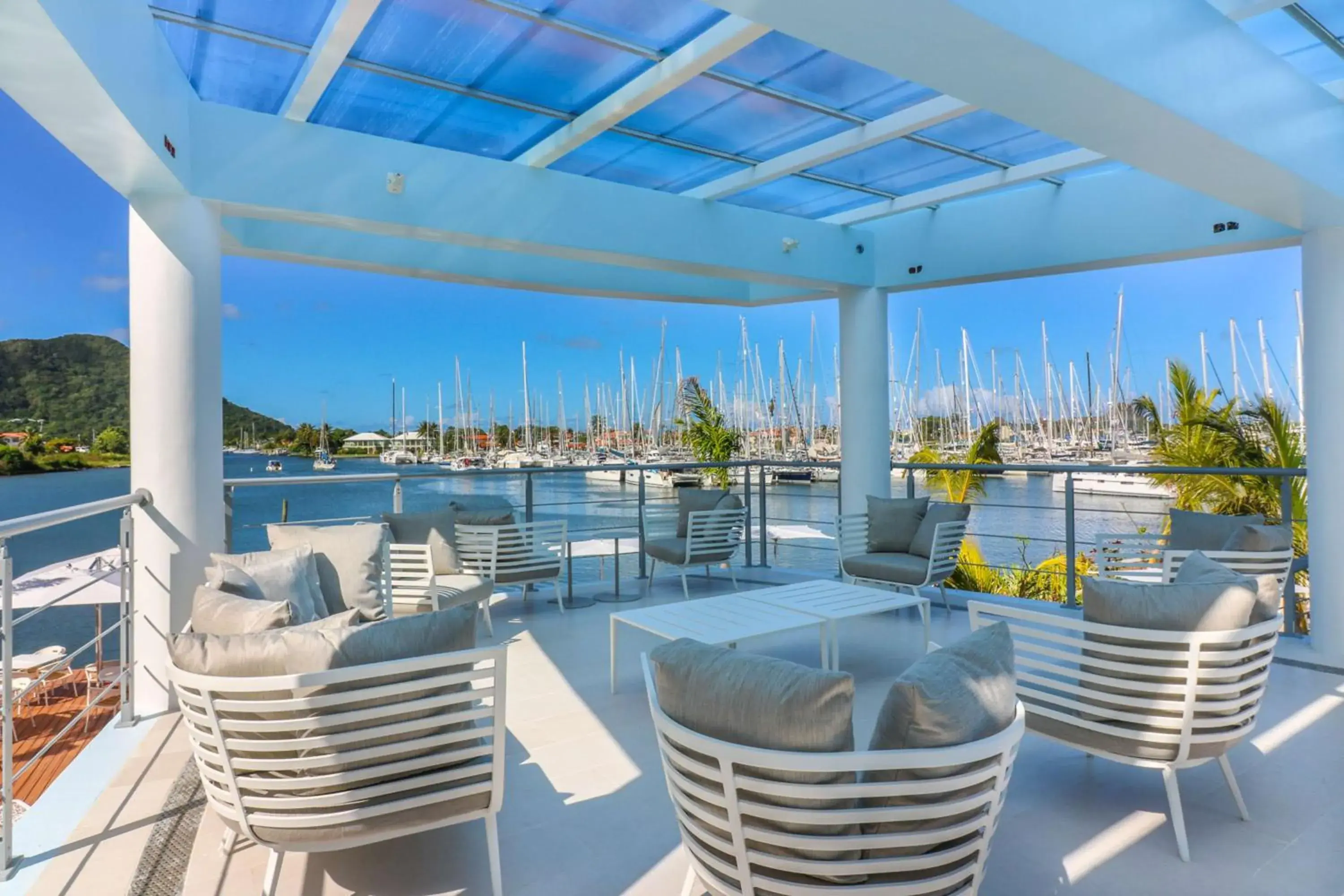 Pool view in Harbor Club St Lucia, Curio Collection by Hilton Pool view in Harbor Club St Lucia, Curio Collection by Hilton