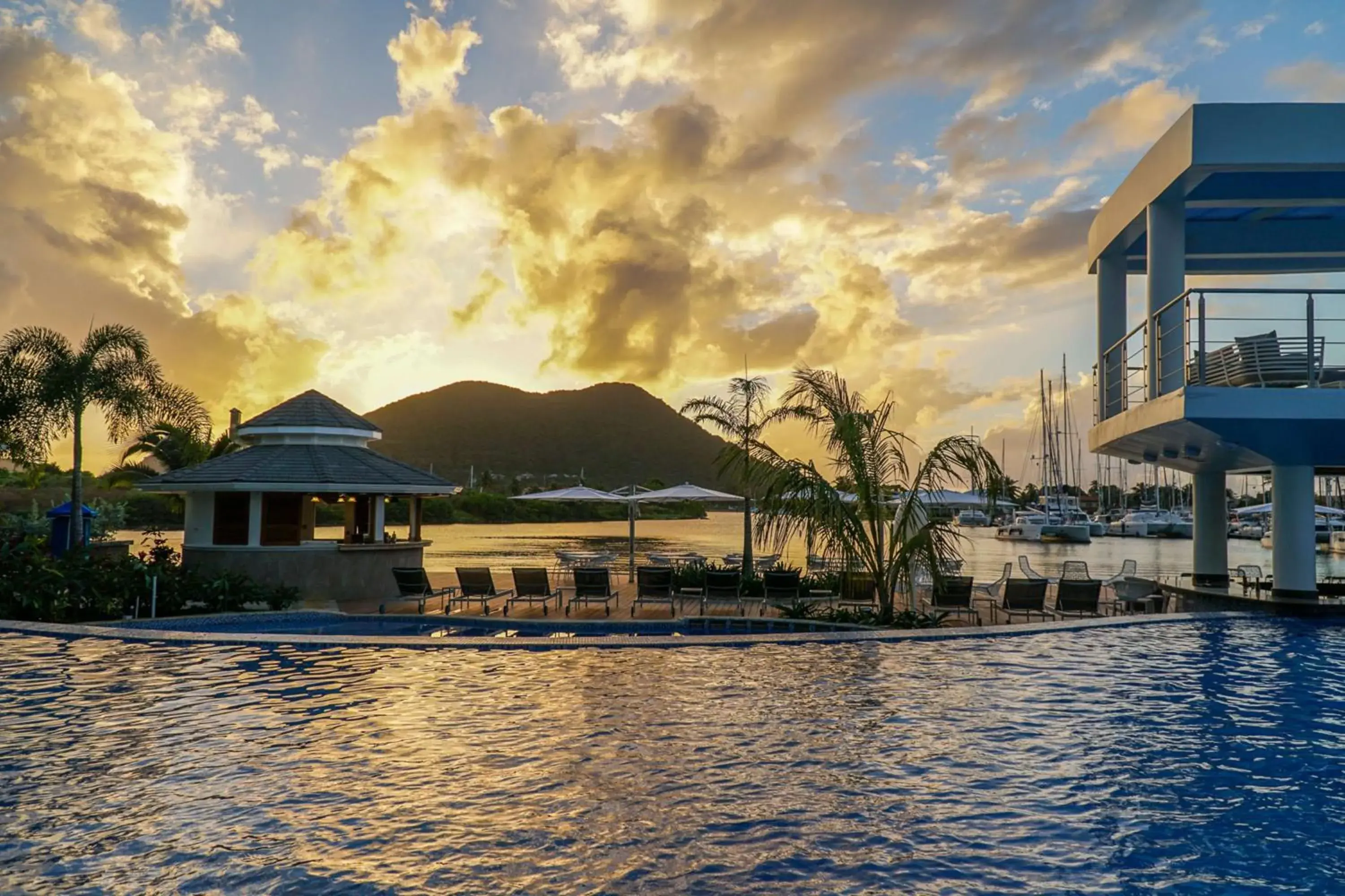 Pool view in Harbor Club St Lucia, Curio Collection by Hilton Pool view in Harbor Club St Lucia, Curio Collection by Hilton