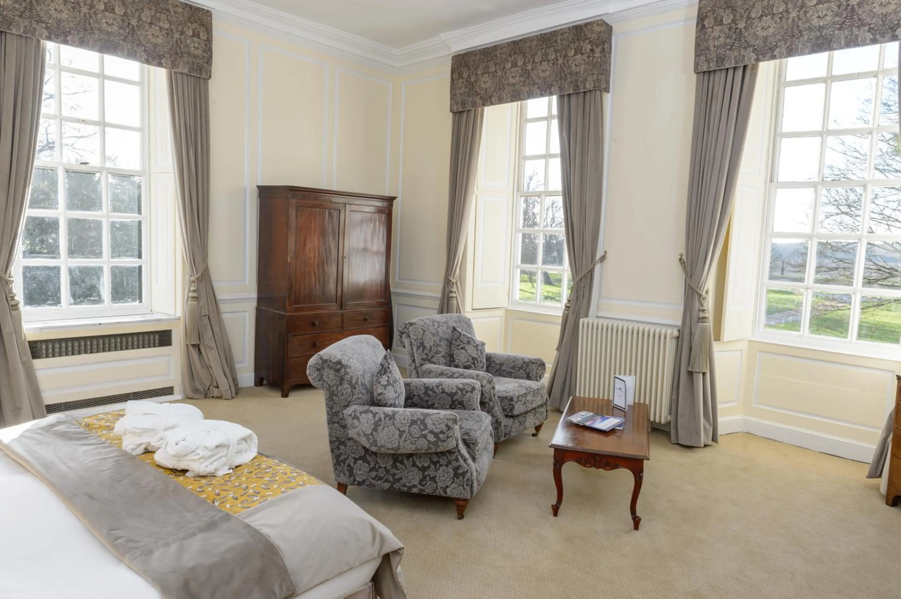 Seating area, Bed in Hintlesham Hall Hotel
