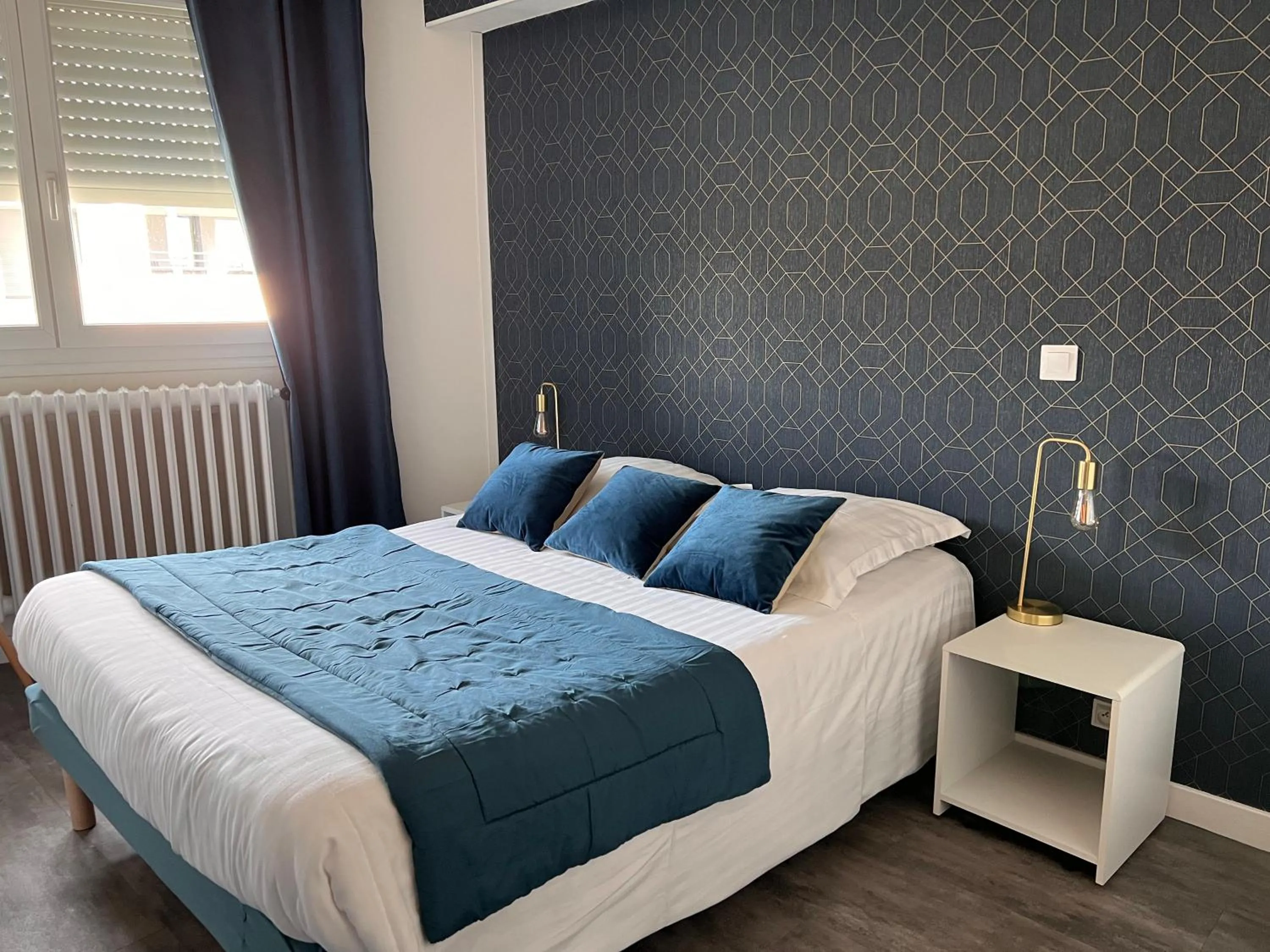 Bedroom, Bed in Hotel Alpes Cevennes