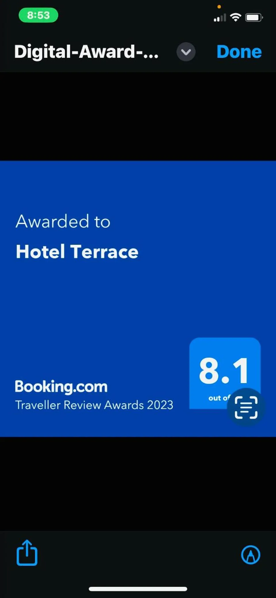 Certificate/Award in Hotel Terrace