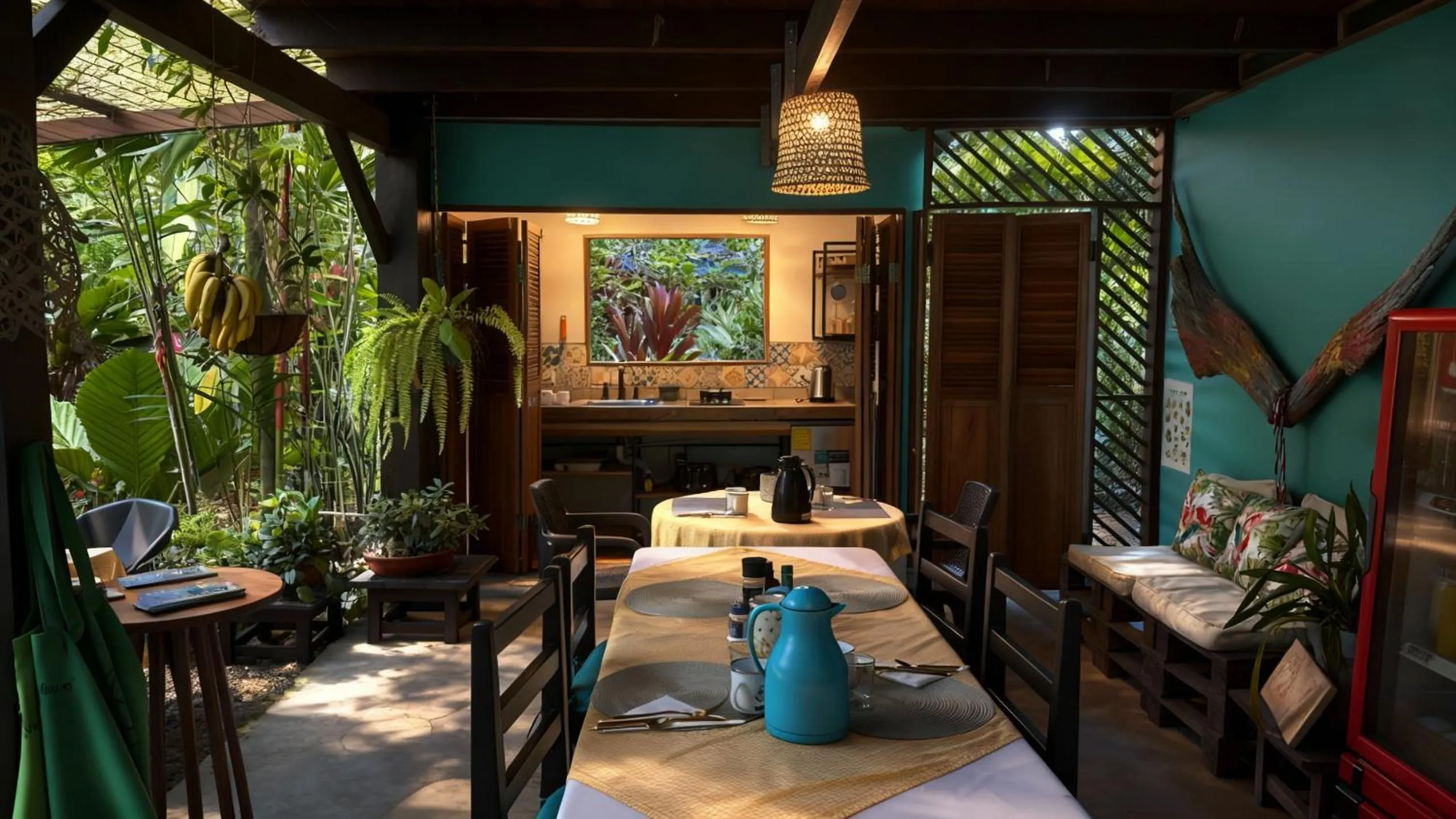 Communal kitchen in Hotel Faith Glamping Dome Costa Rica