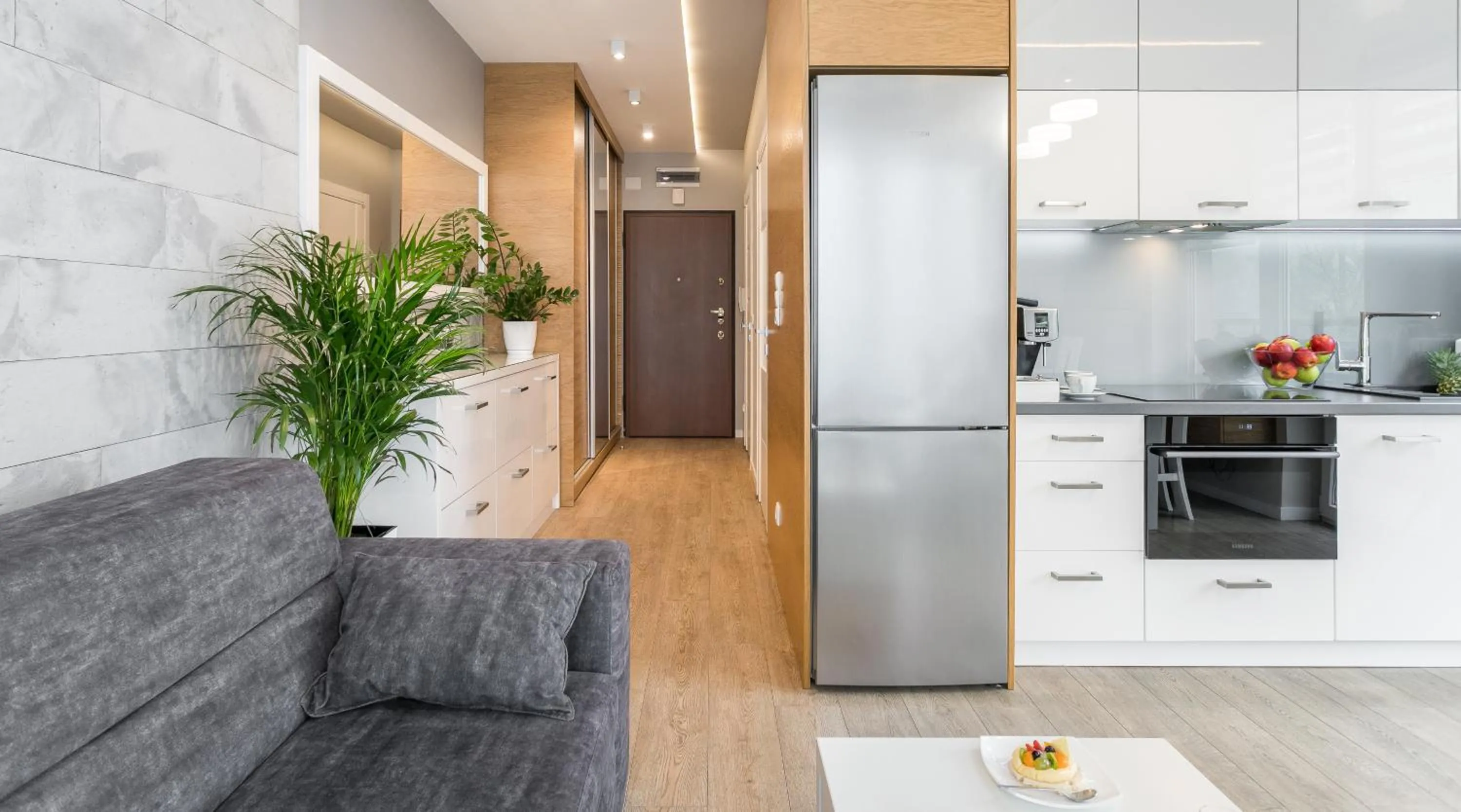 Kitchen or kitchenette in Ariańska Apartment - lift & AC