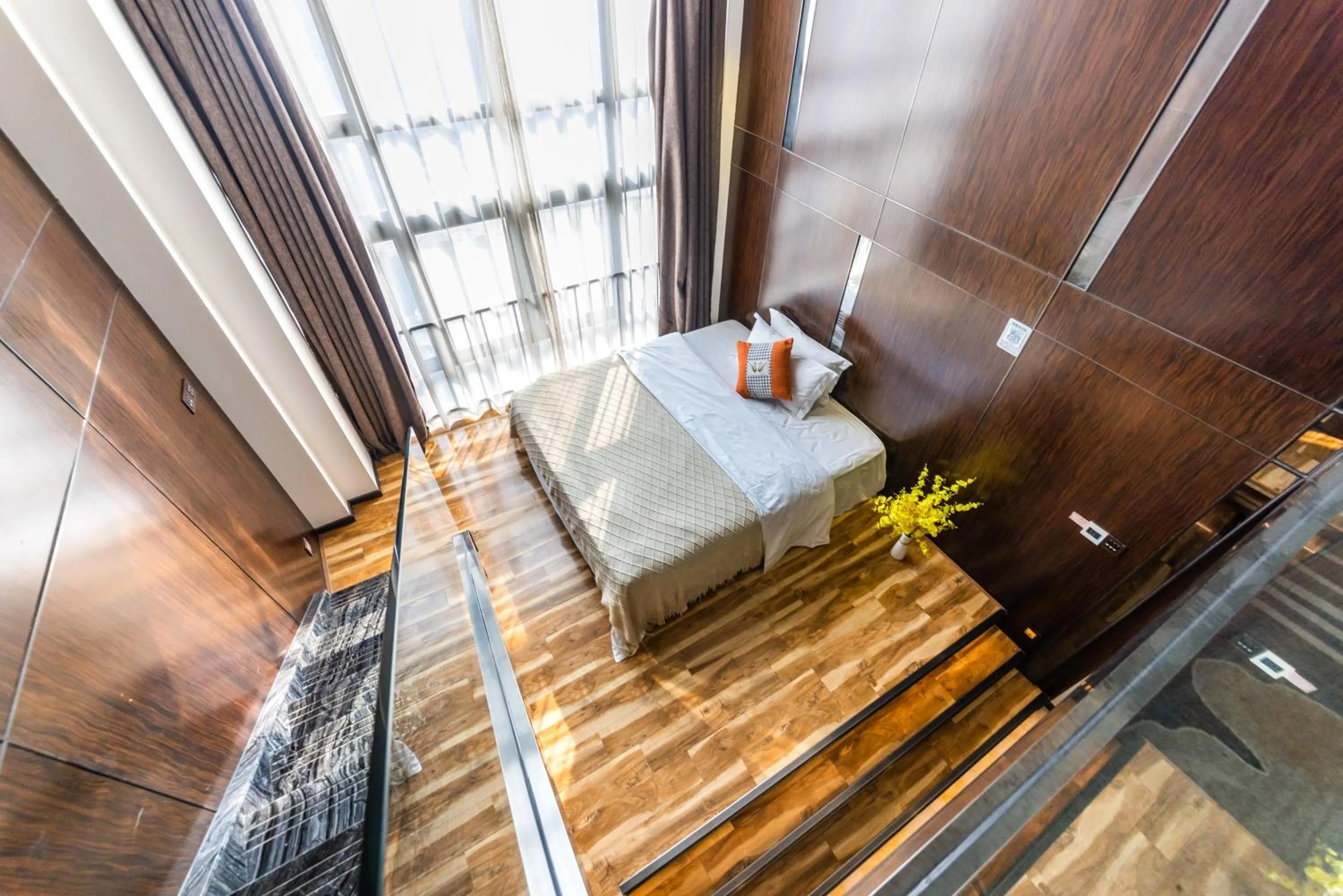 Bed in Lavender Apartment Branch